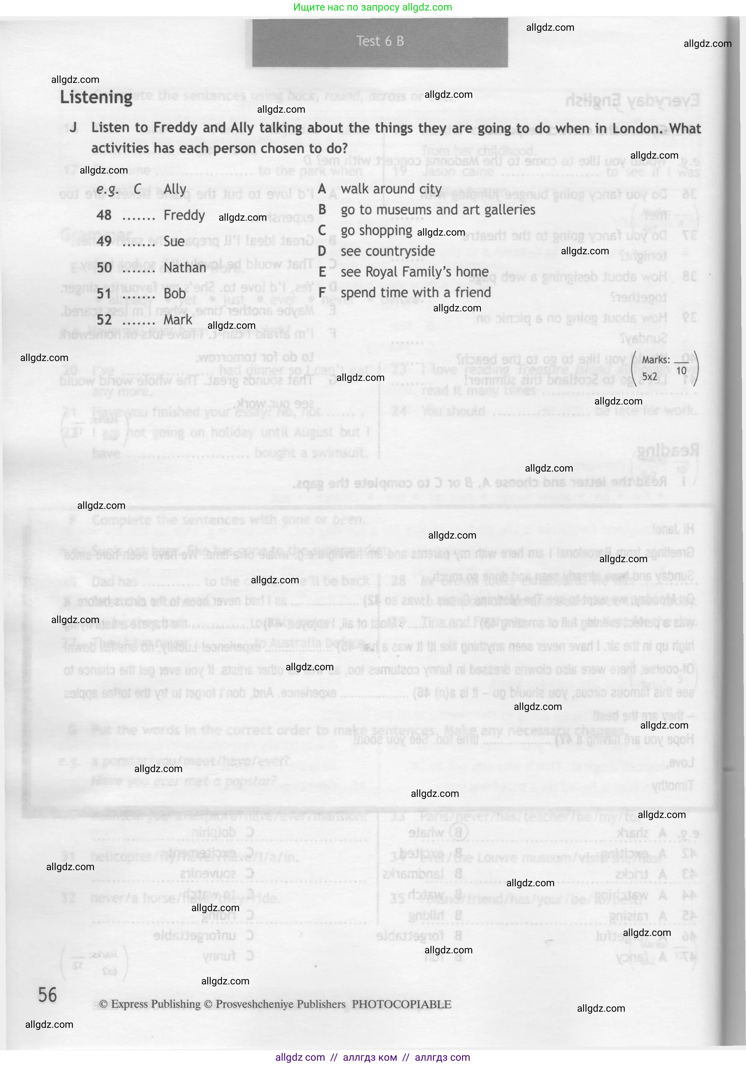 Английский язык (english), 7 класс контрольные задания (test booklet), авторы: Ваулина Юлия Евгеньевна (Vaulina Julia), Дули Дженни (Dooley Jenny), Подоляко Ольга Евгеньевна (Podolyako Olga), Эванс Вирджиния (Evans Virginia), издательство Просвещение, Москва, 2023, розового цвета, страница 56