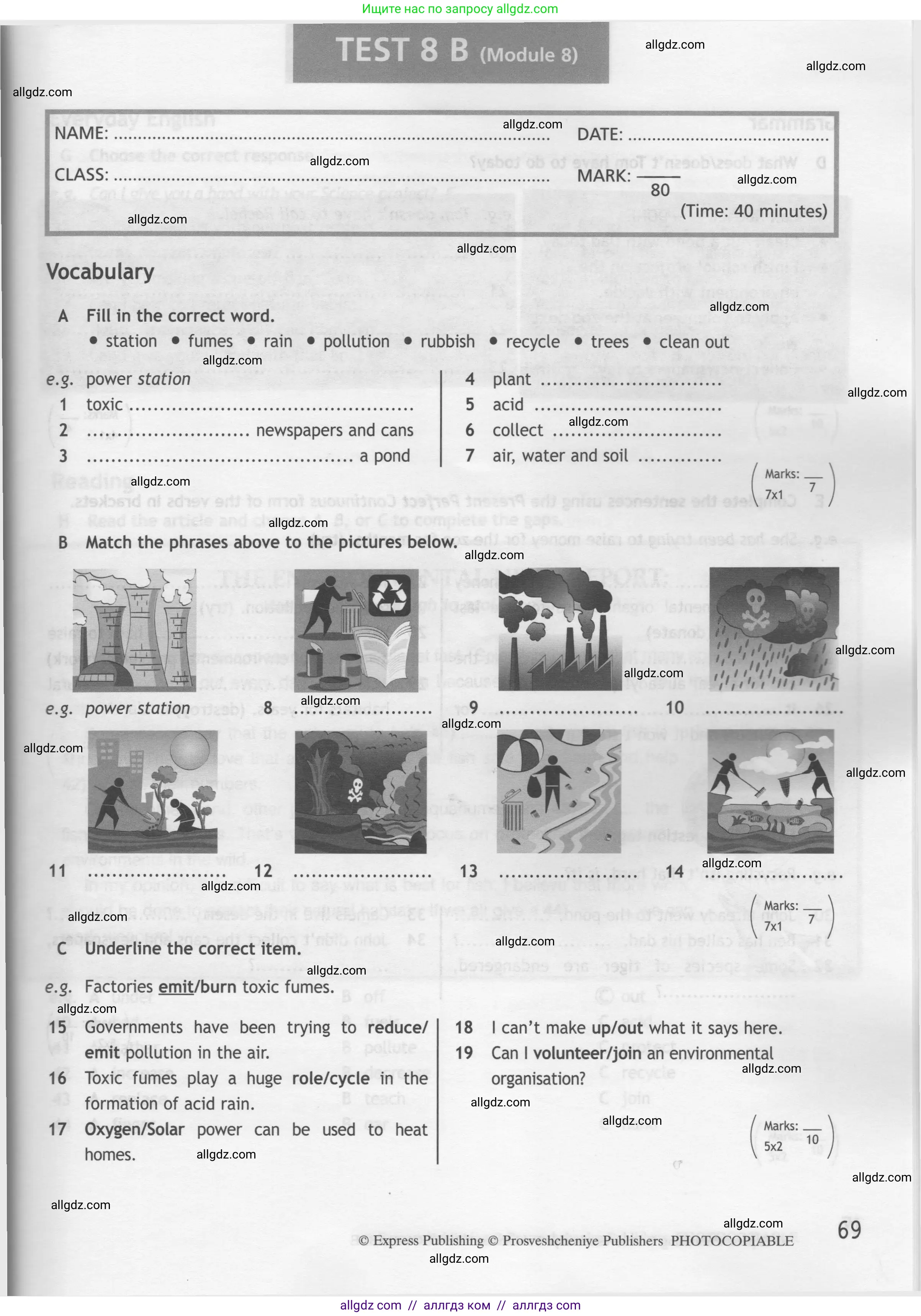 Английский язык (english), 7 класс контрольные задания (test booklet), авторы: Ваулина Юлия Евгеньевна (Vaulina Julia), Дули Дженни (Dooley Jenny), Подоляко Ольга Евгеньевна (Podolyako Olga), Эванс Вирджиния (Evans Virginia), издательство Просвещение, Москва, 2023, розового цвета, страница 69