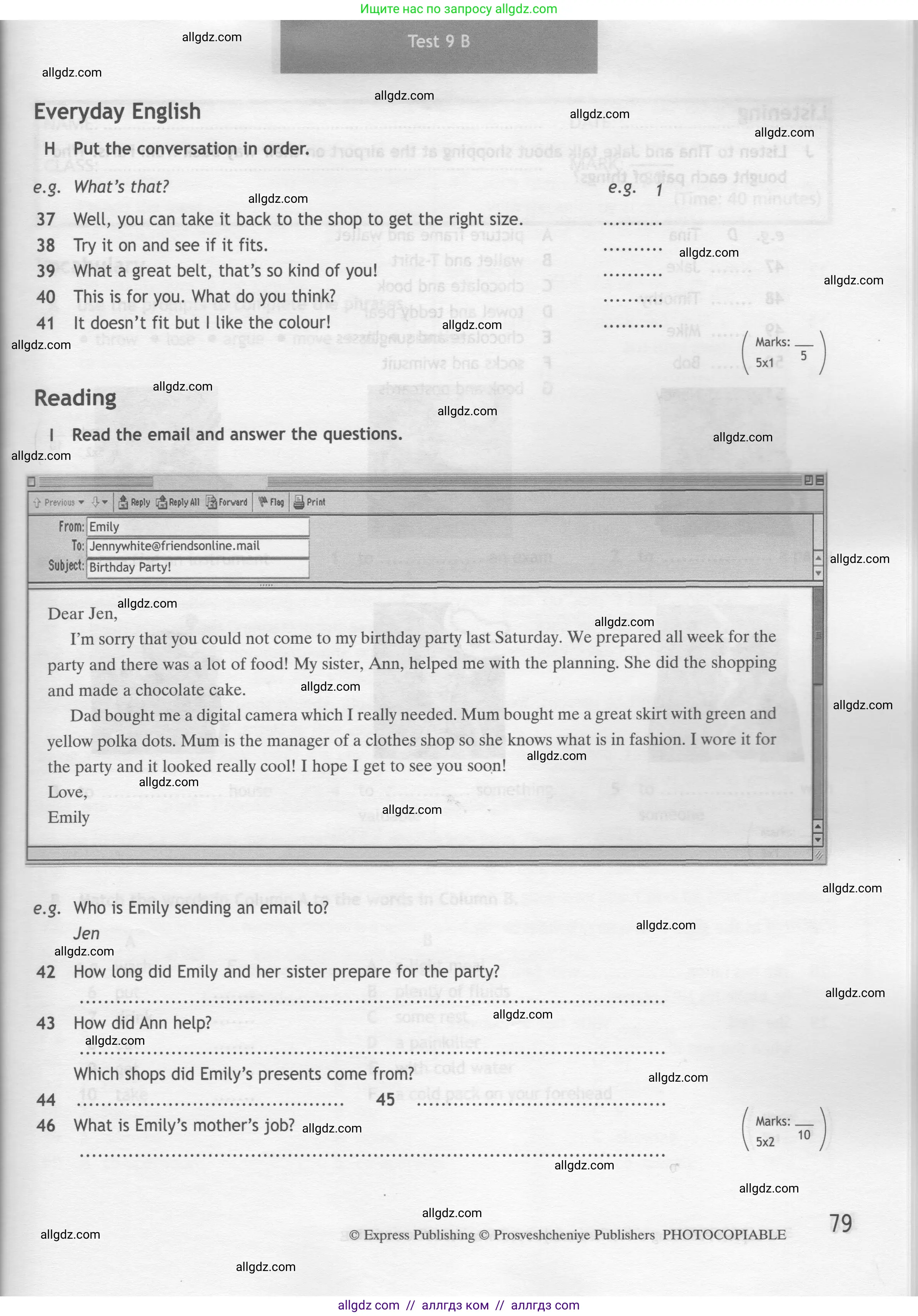 Английский язык (english), 7 класс контрольные задания (test booklet), авторы: Ваулина Юлия Евгеньевна (Vaulina Julia), Дули Дженни (Dooley Jenny), Подоляко Ольга Евгеньевна (Podolyako Olga), Эванс Вирджиния (Evans Virginia), издательство Просвещение, Москва, 2023, розового цвета, страница 79