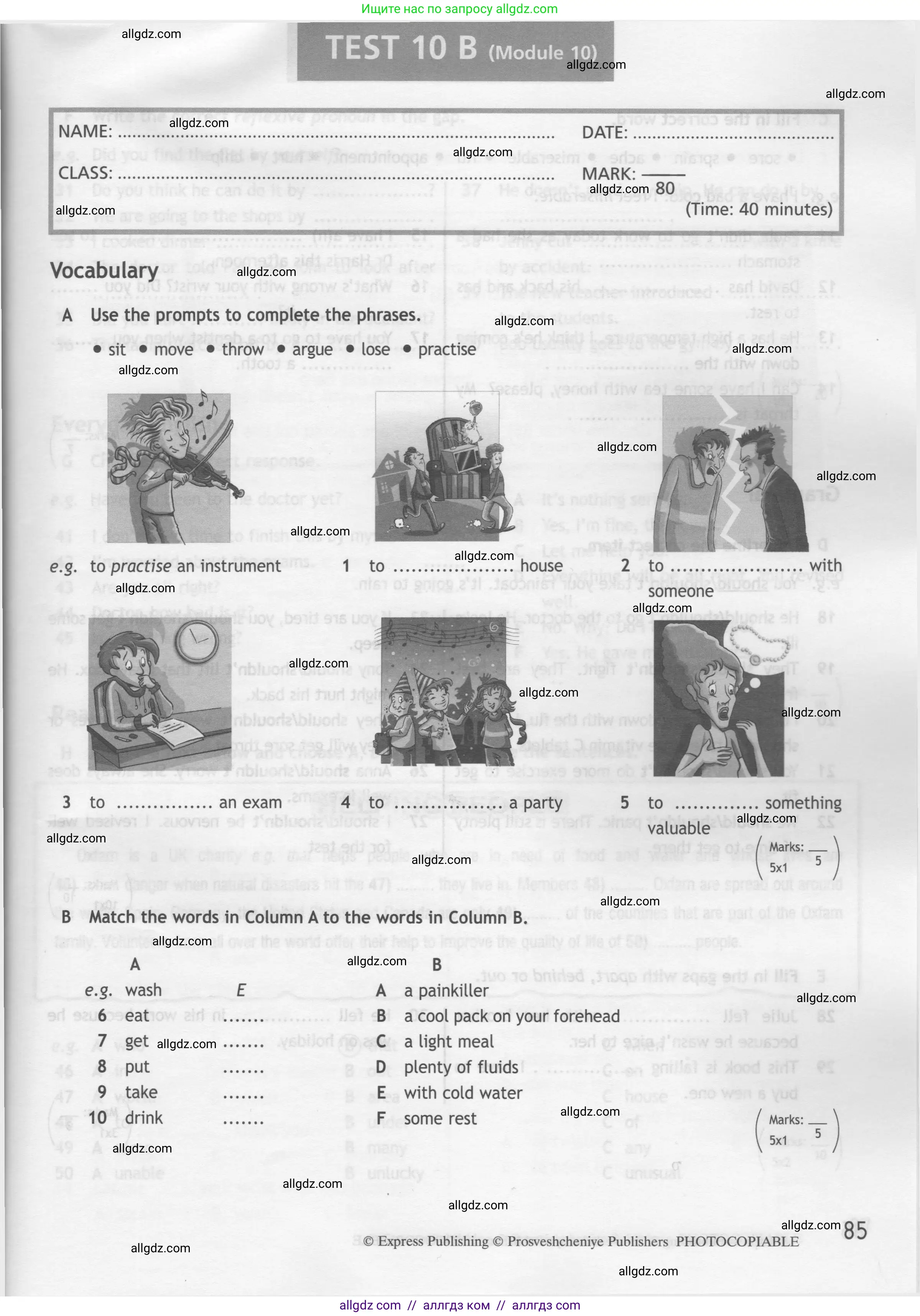 Английский язык (english), 7 класс контрольные задания (test booklet), авторы: Ваулина Юлия Евгеньевна (Vaulina Julia), Дули Дженни (Dooley Jenny), Подоляко Ольга Евгеньевна (Podolyako Olga), Эванс Вирджиния (Evans Virginia), издательство Просвещение, Москва, 2023, розового цвета, страница 85