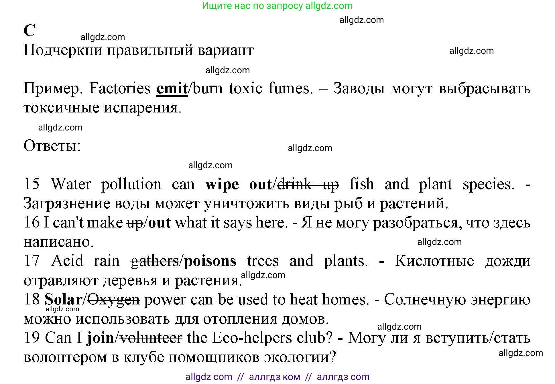 Английский язык (english), 7 класс контрольные задания (test booklet), авторы: Ваулина Юлия Евгеньевна (Vaulina Julia), Дули Дженни (Dooley Jenny), Подоляко Ольга Евгеньевна (Podolyako Olga), Эванс Вирджиния (Evans Virginia), издательство Просвещение, Москва, 2023, розового цвета, страница 65, номер C (15-19), Решение 1 (2019-2022)