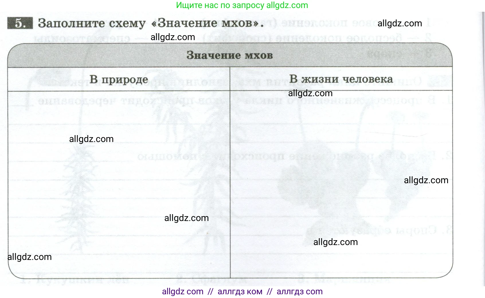 Биология, 7 класс рабочая тетрадь, авторы: Пасечник Владимир Васильевич, Суматохин Сергей Витальевич, Швецов Глеб Геннадьевич, Гапонюк Зоя Георгиевна, Косарькова Марина Викторовна, издательство Просвещение, Москва, 2023, бирюзового цвета, страница 20, номер 5, Условие
