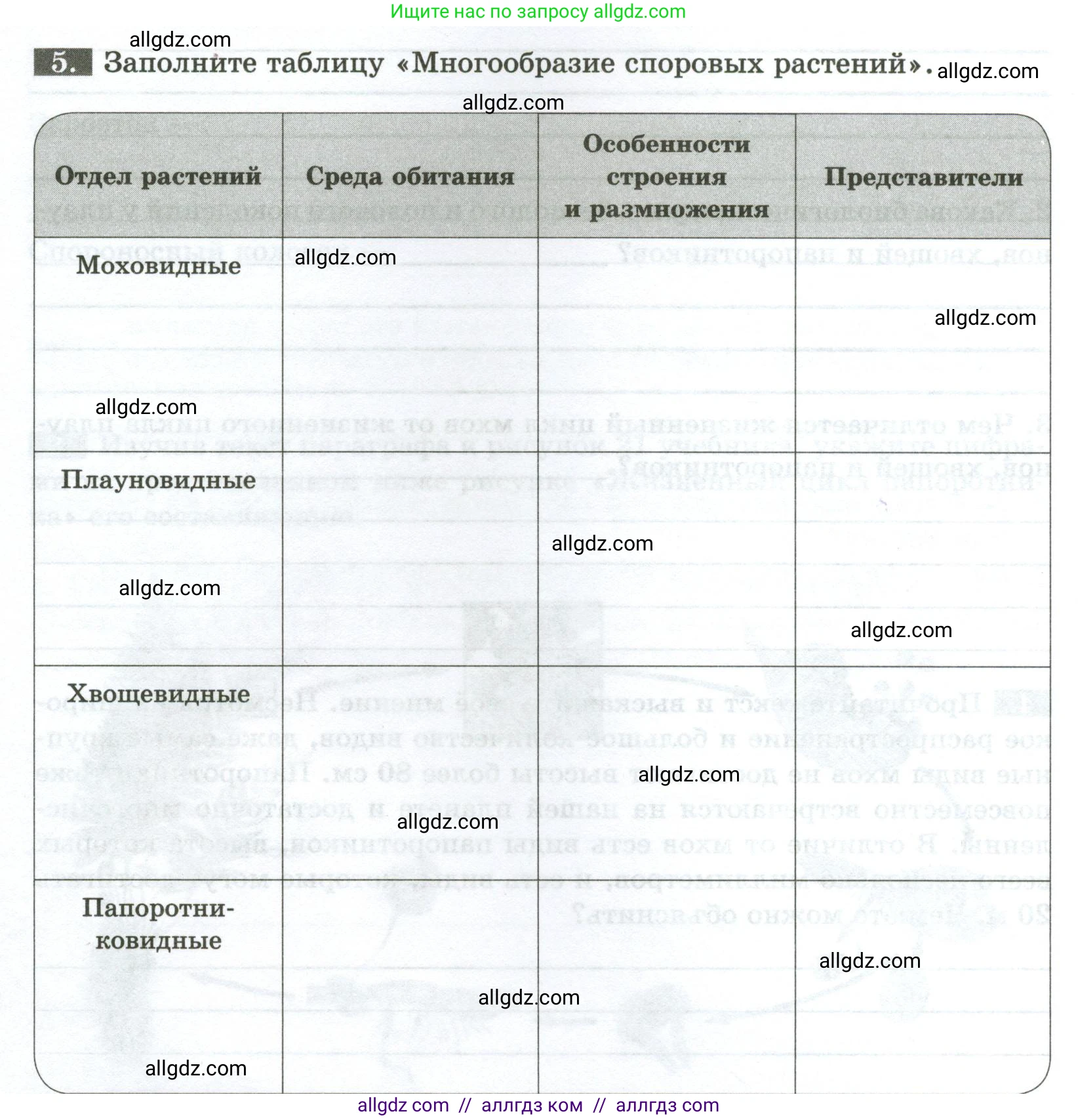 Биология, 7 класс рабочая тетрадь, авторы: Пасечник Владимир Васильевич, Суматохин Сергей Витальевич, Швецов Глеб Геннадьевич, Гапонюк Зоя Георгиевна, Косарькова Марина Викторовна, издательство Просвещение, Москва, 2023, бирюзового цвета, страница 24, номер 5, Условие