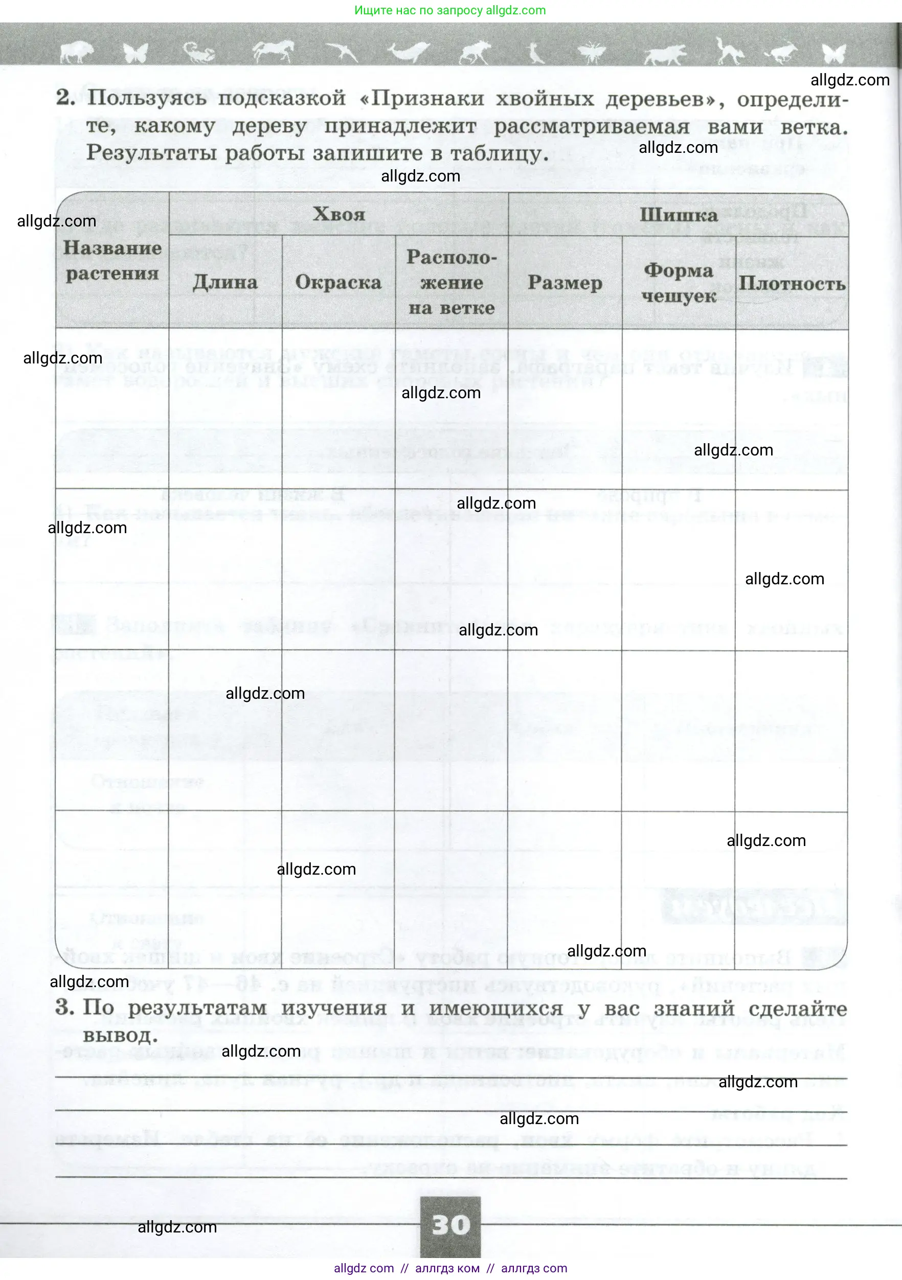 Биология, 7 класс рабочая тетрадь, авторы: Пасечник Владимир Васильевич, Суматохин Сергей Витальевич, Швецов Глеб Геннадьевич, Гапонюк Зоя Георгиевна, Косарькова Марина Викторовна, издательство Просвещение, Москва, 2023, бирюзового цвета, страница 30