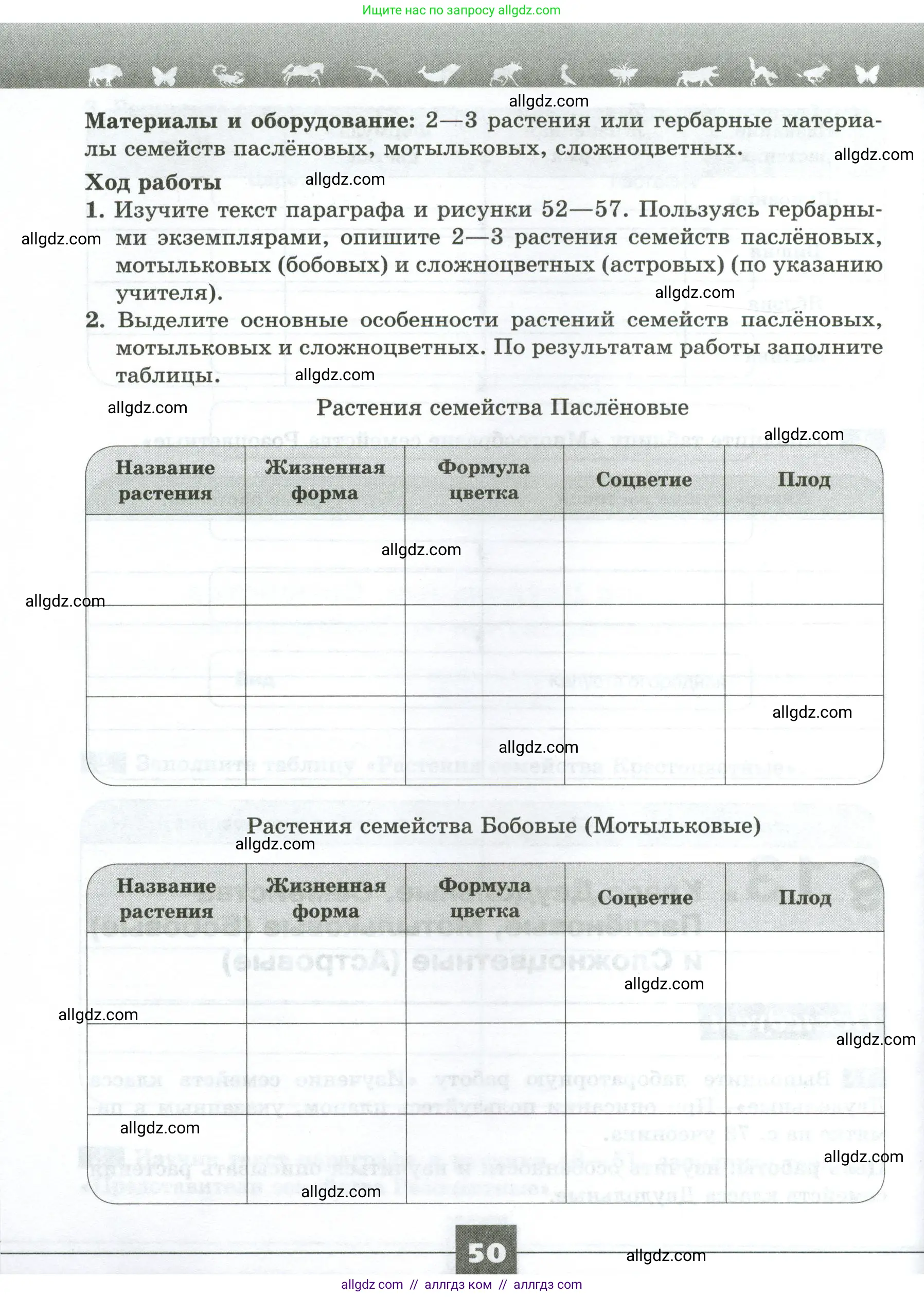 Биология, 7 класс рабочая тетрадь, авторы: Пасечник Владимир Васильевич, Суматохин Сергей Витальевич, Швецов Глеб Геннадьевич, Гапонюк Зоя Георгиевна, Косарькова Марина Викторовна, издательство Просвещение, Москва, 2023, бирюзового цвета, страница 50