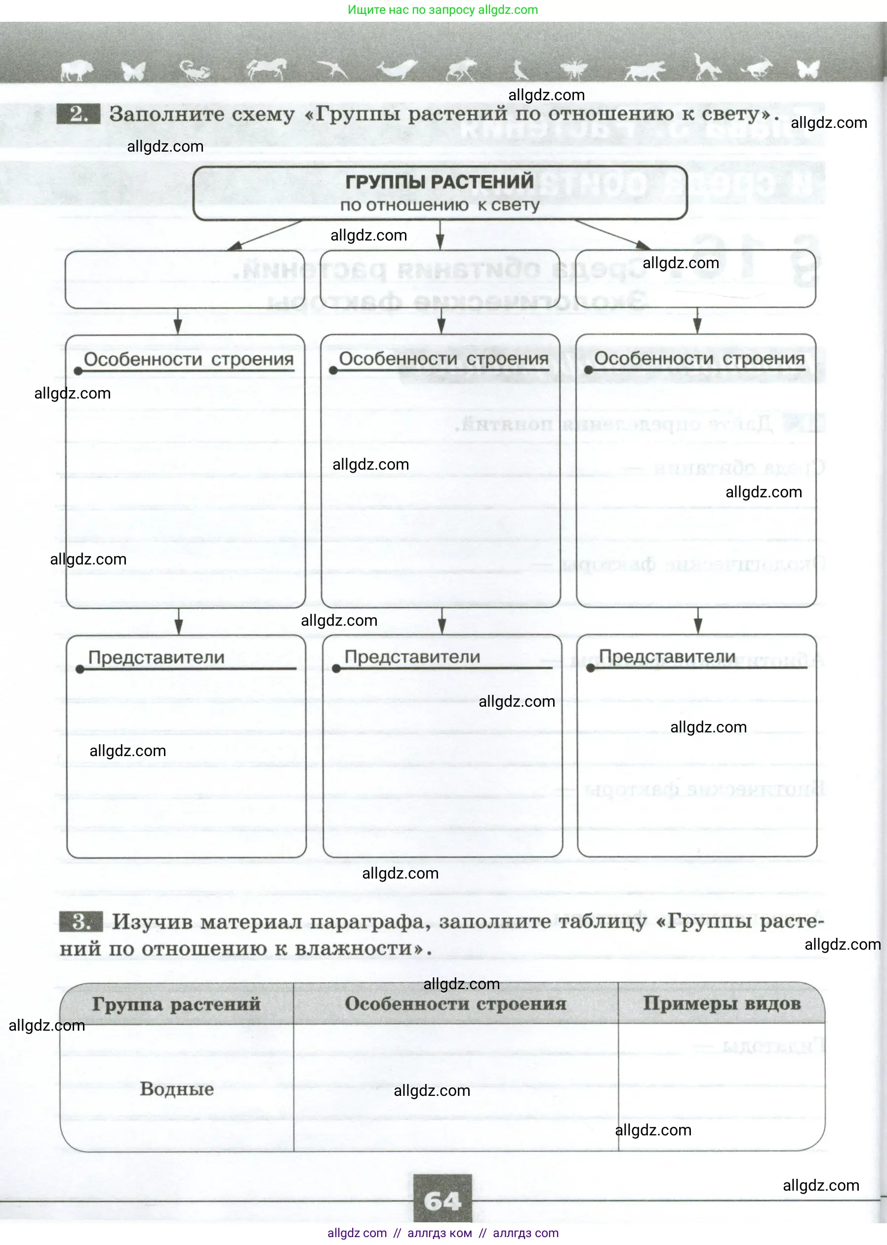 Биология, 7 класс рабочая тетрадь, авторы: Пасечник Владимир Васильевич, Суматохин Сергей Витальевич, Швецов Глеб Геннадьевич, Гапонюк Зоя Георгиевна, Косарькова Марина Викторовна, издательство Просвещение, Москва, 2023, бирюзового цвета, страница 64