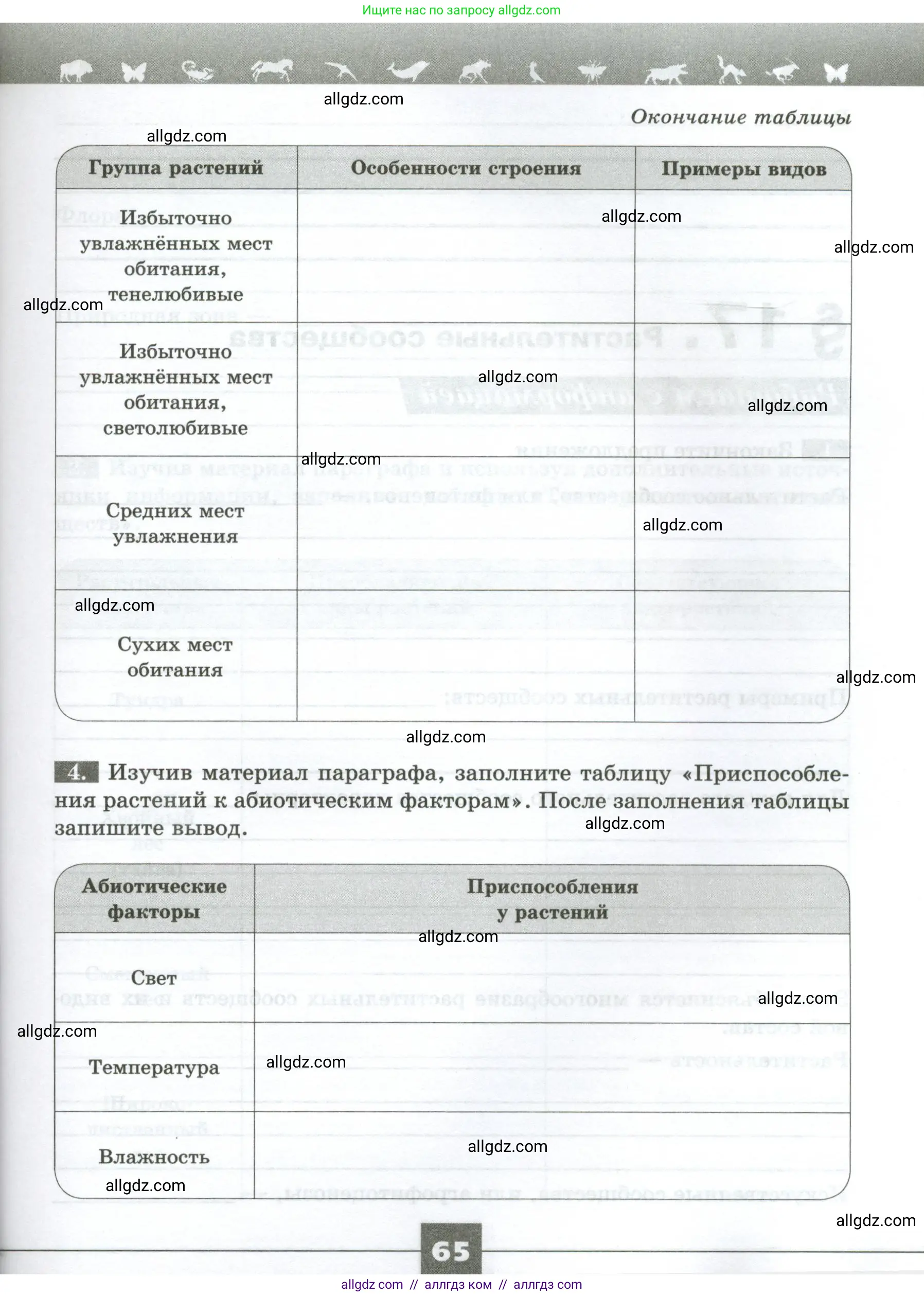 Биология, 7 класс рабочая тетрадь, авторы: Пасечник Владимир Васильевич, Суматохин Сергей Витальевич, Швецов Глеб Геннадьевич, Гапонюк Зоя Георгиевна, Косарькова Марина Викторовна, издательство Просвещение, Москва, 2023, бирюзового цвета, страница 65