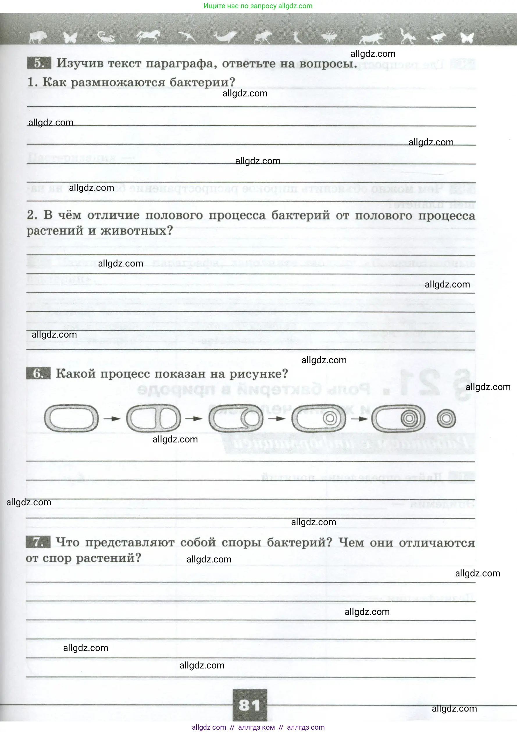 Биология, 7 класс рабочая тетрадь, авторы: Пасечник Владимир Васильевич, Суматохин Сергей Витальевич, Швецов Глеб Геннадьевич, Гапонюк Зоя Георгиевна, Косарькова Марина Викторовна, издательство Просвещение, Москва, 2023, бирюзового цвета, страница 81