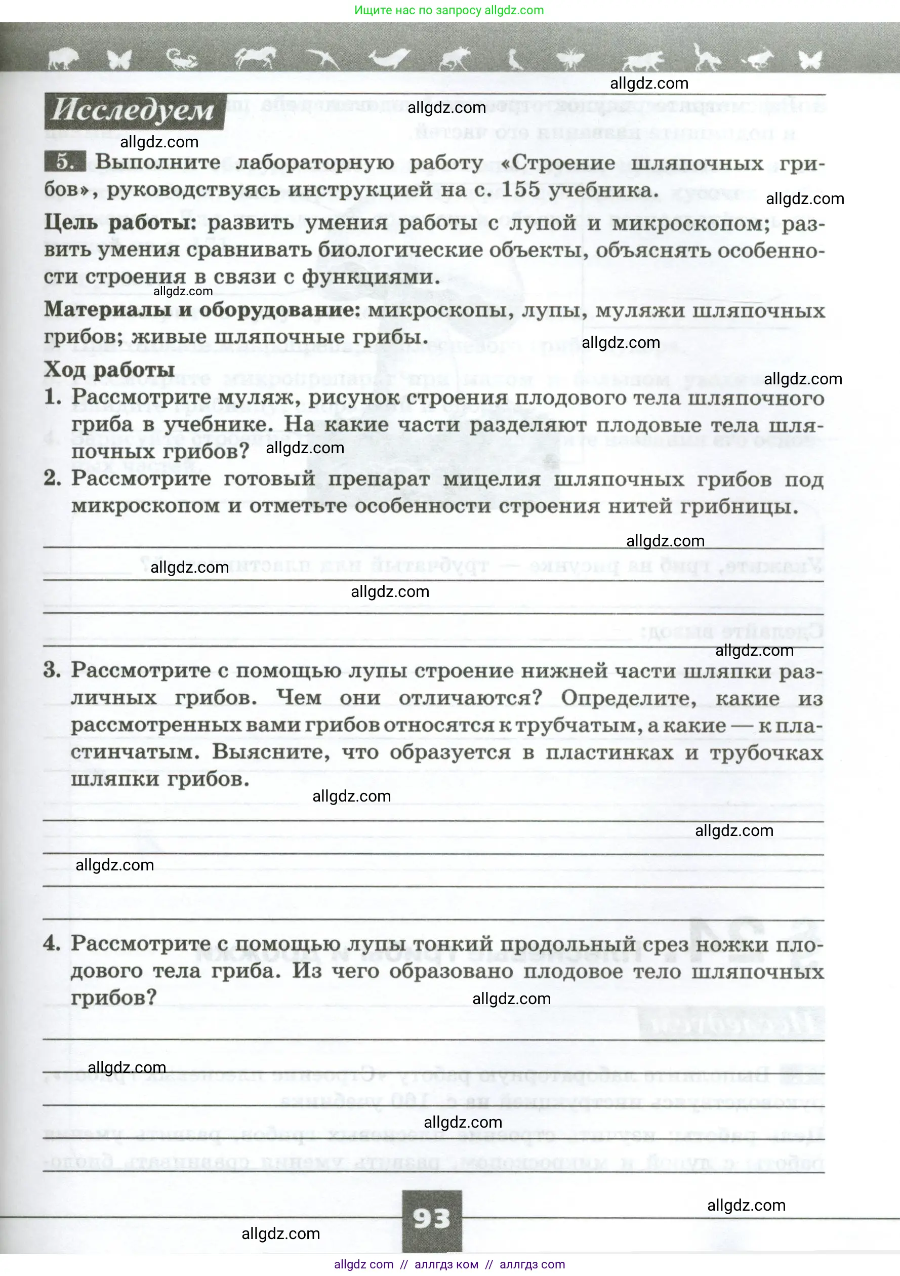 Биология, 7 класс рабочая тетрадь, авторы: Пасечник Владимир Васильевич, Суматохин Сергей Витальевич, Швецов Глеб Геннадьевич, Гапонюк Зоя Георгиевна, Косарькова Марина Викторовна, издательство Просвещение, Москва, 2023, бирюзового цвета, страница 93