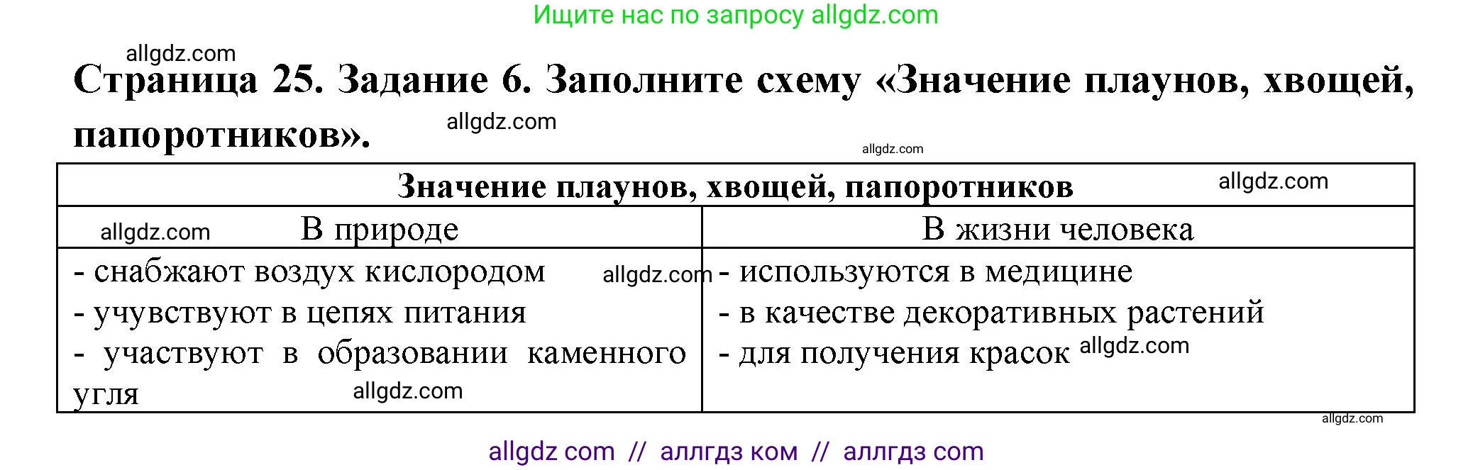 Биология, 7 класс рабочая тетрадь, авторы: Пасечник Владимир Васильевич, Суматохин Сергей Витальевич, Швецов Глеб Геннадьевич, Гапонюк Зоя Георгиевна, Косарькова Марина Викторовна, издательство Просвещение, Москва, 2023, бирюзового цвета, страница 25, номер 6, Решение