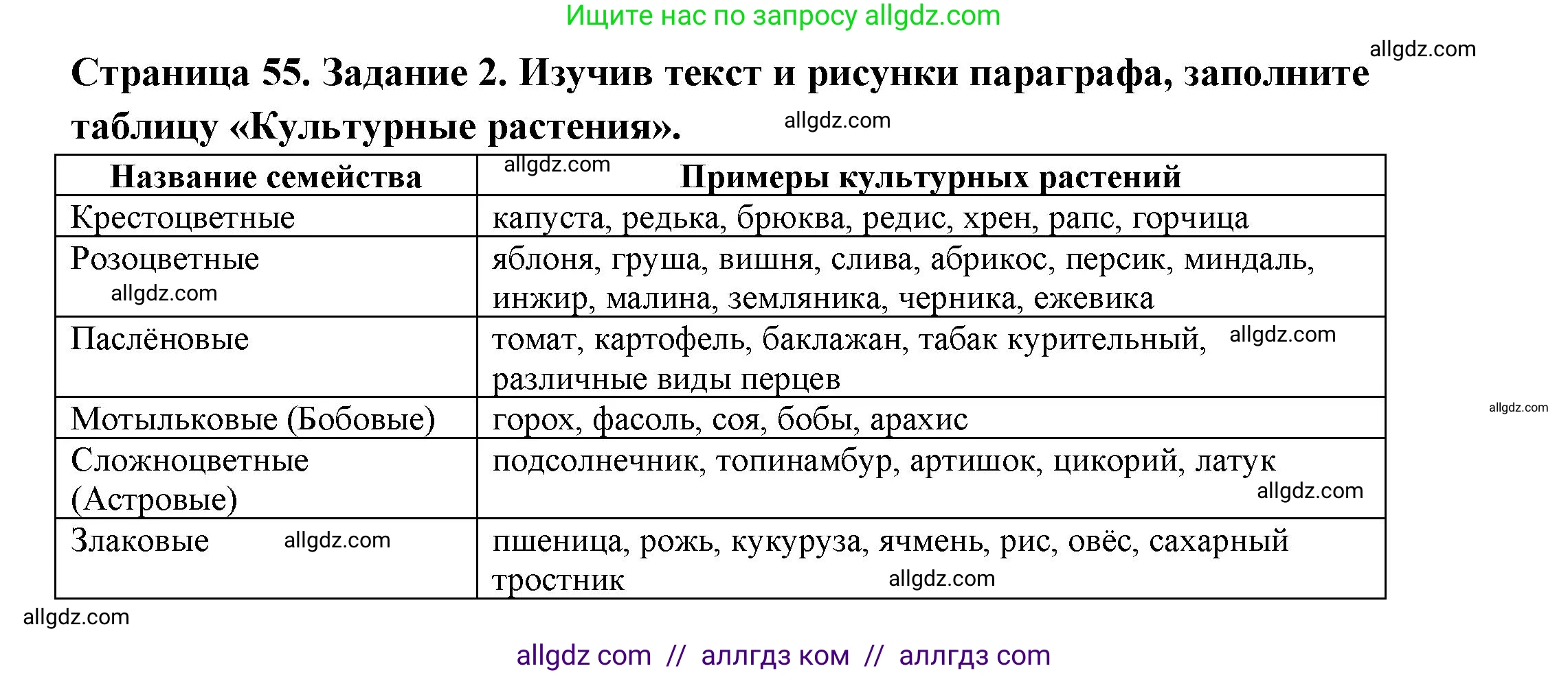 Биология, 7 класс рабочая тетрадь, авторы: Пасечник Владимир Васильевич, Суматохин Сергей Витальевич, Швецов Глеб Геннадьевич, Гапонюк Зоя Георгиевна, Косарькова Марина Викторовна, издательство Просвещение, Москва, 2023, бирюзового цвета, страница 55, номер 2, Решение