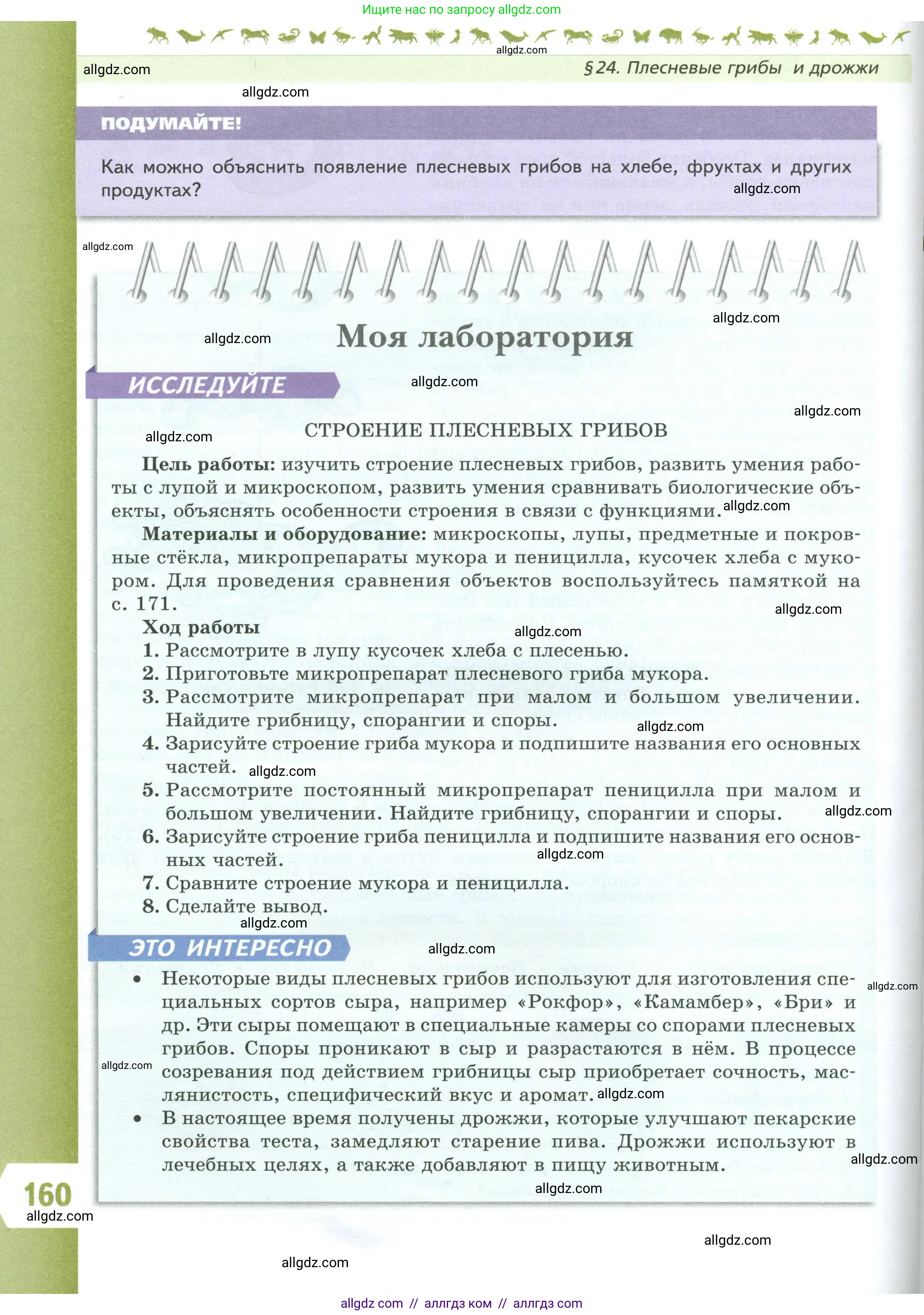 Биология, 7 класс Учебник, авторы: Пасечник Владимир Васильевич, Суматохин Сергей Витальевич, Гапонюк Зоя Георгиевна, Швецов Глеб Геннадьевич, издательство Просвещение, Москва, 2023, бирюзового цвета, страница 160