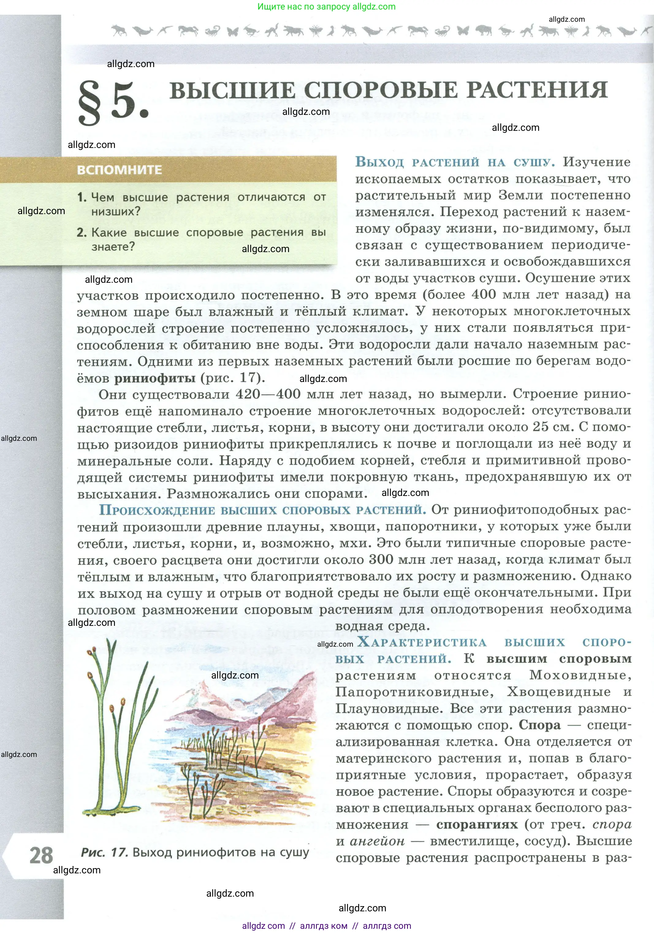 Биология, 7 класс Учебник, авторы: Пасечник Владимир Васильевич, Суматохин Сергей Витальевич, Гапонюк Зоя Георгиевна, Швецов Глеб Геннадьевич, издательство Просвещение, Москва, 2023, бирюзового цвета, страница 28