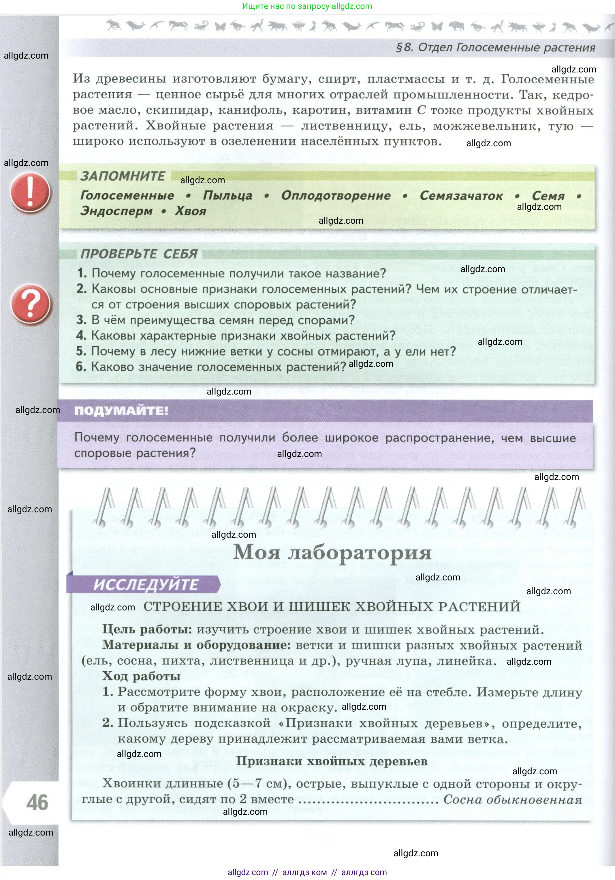 Биология, 7 класс Учебник, авторы: Пасечник Владимир Васильевич, Суматохин Сергей Витальевич, Гапонюк Зоя Георгиевна, Швецов Глеб Геннадьевич, издательство Просвещение, Москва, 2023, бирюзового цвета, страница 46