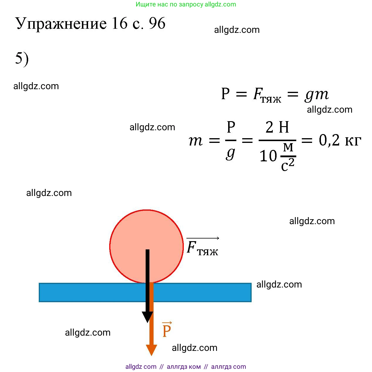 Физика, 7 класс Учебник, авторы: Пёрышкин И М, Иванов Александр Иванович, издательство Просвещение, Москва, 2023, белого цвета, страница 96, номер 5, Решение