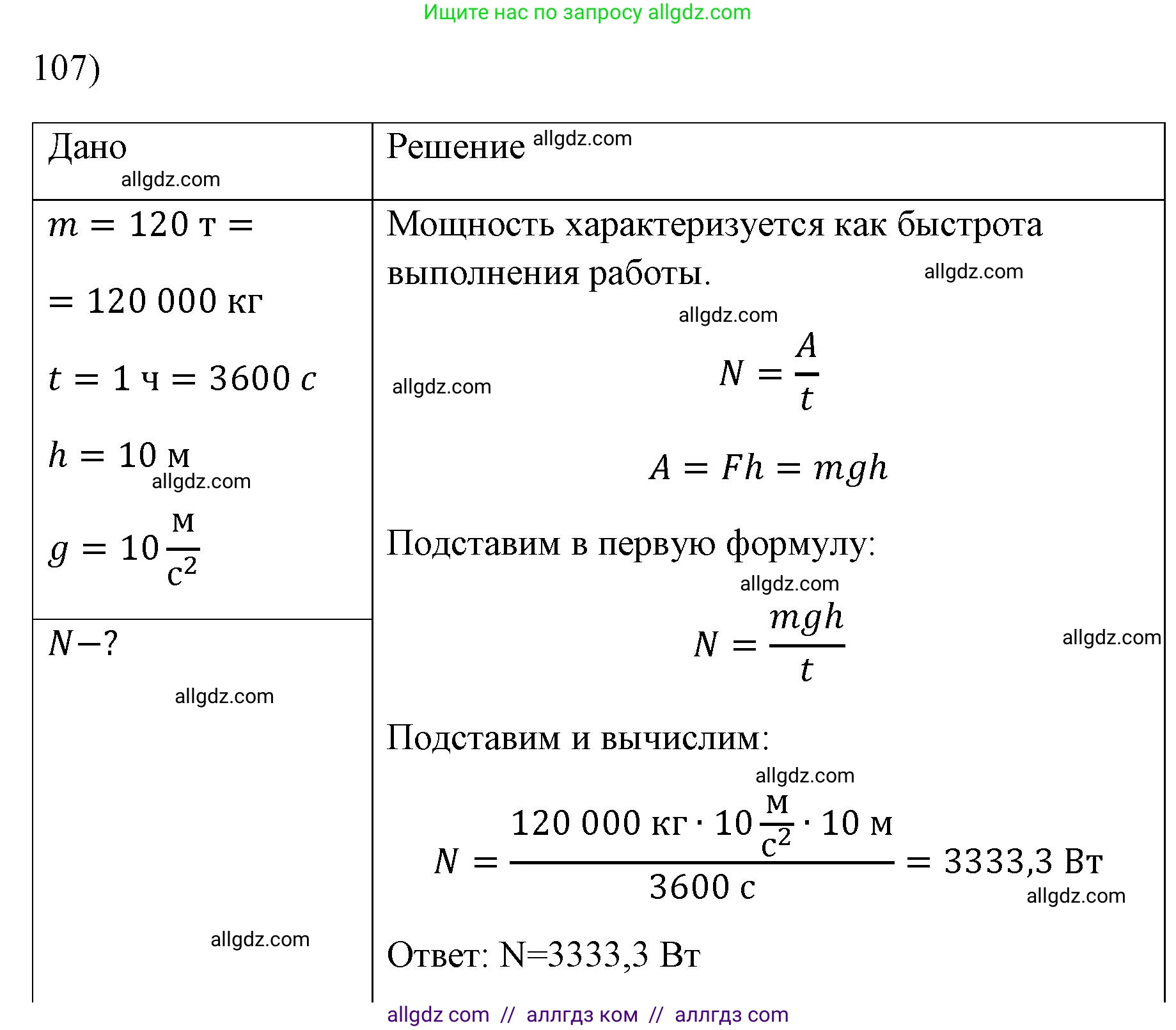 Физика, 7 класс Учебник, авторы: Пёрышкин И М, Иванов Александр Иванович, издательство Просвещение, Москва, 2023, белого цвета, страница 232, номер 107, Решение