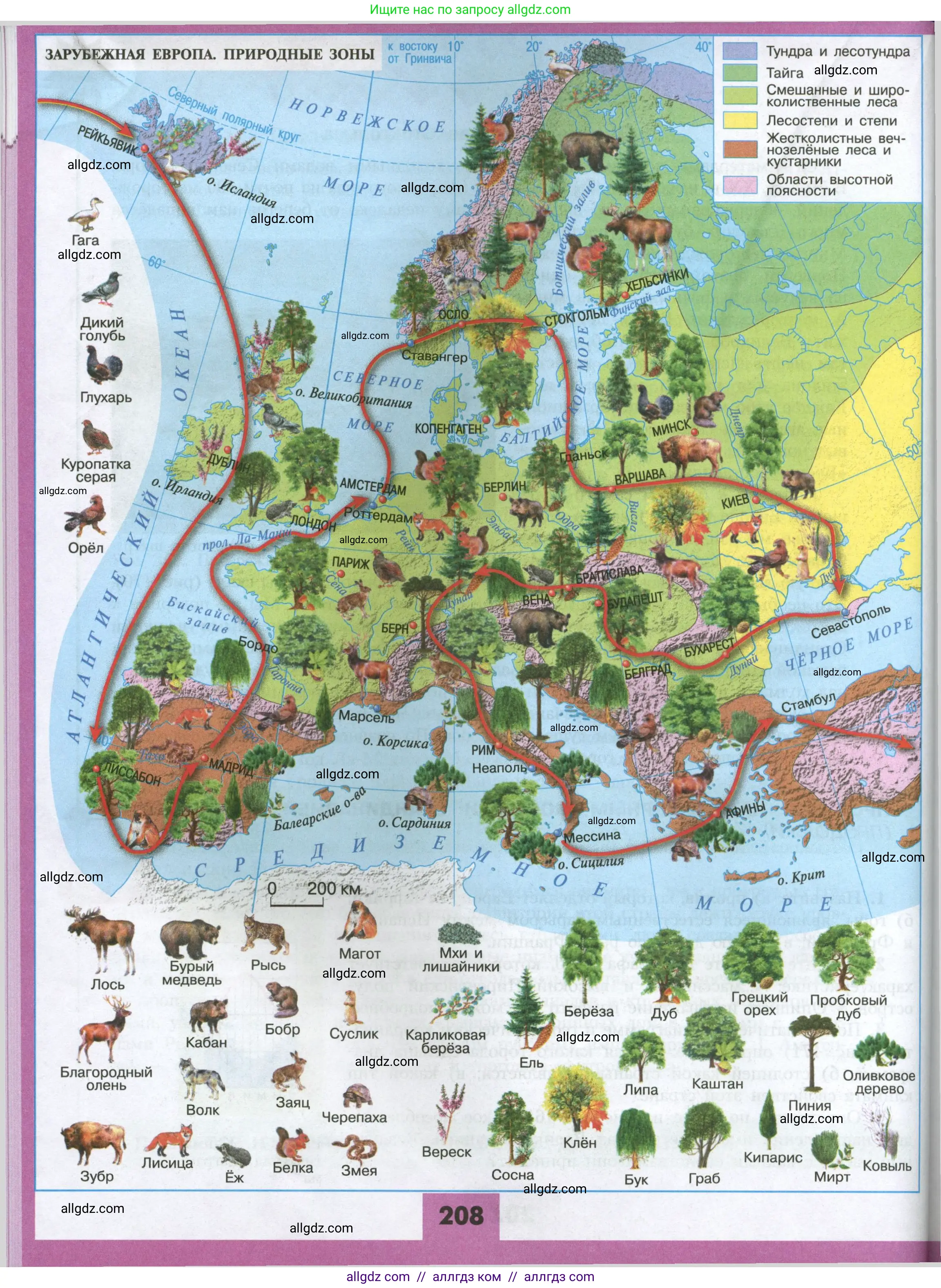 География, 7 класс Учебник, авторы: Алексеев Александр Иванович, Николина Вера Викторовна, Липкина Елена Карловна, Болысов Сергей Иванович, Ачкасова Татьяна Анатольевна, Кузнецова Галина Юрьевна, издательство Просвещение, Москва, 2023, жёлтого цвета, страница 208