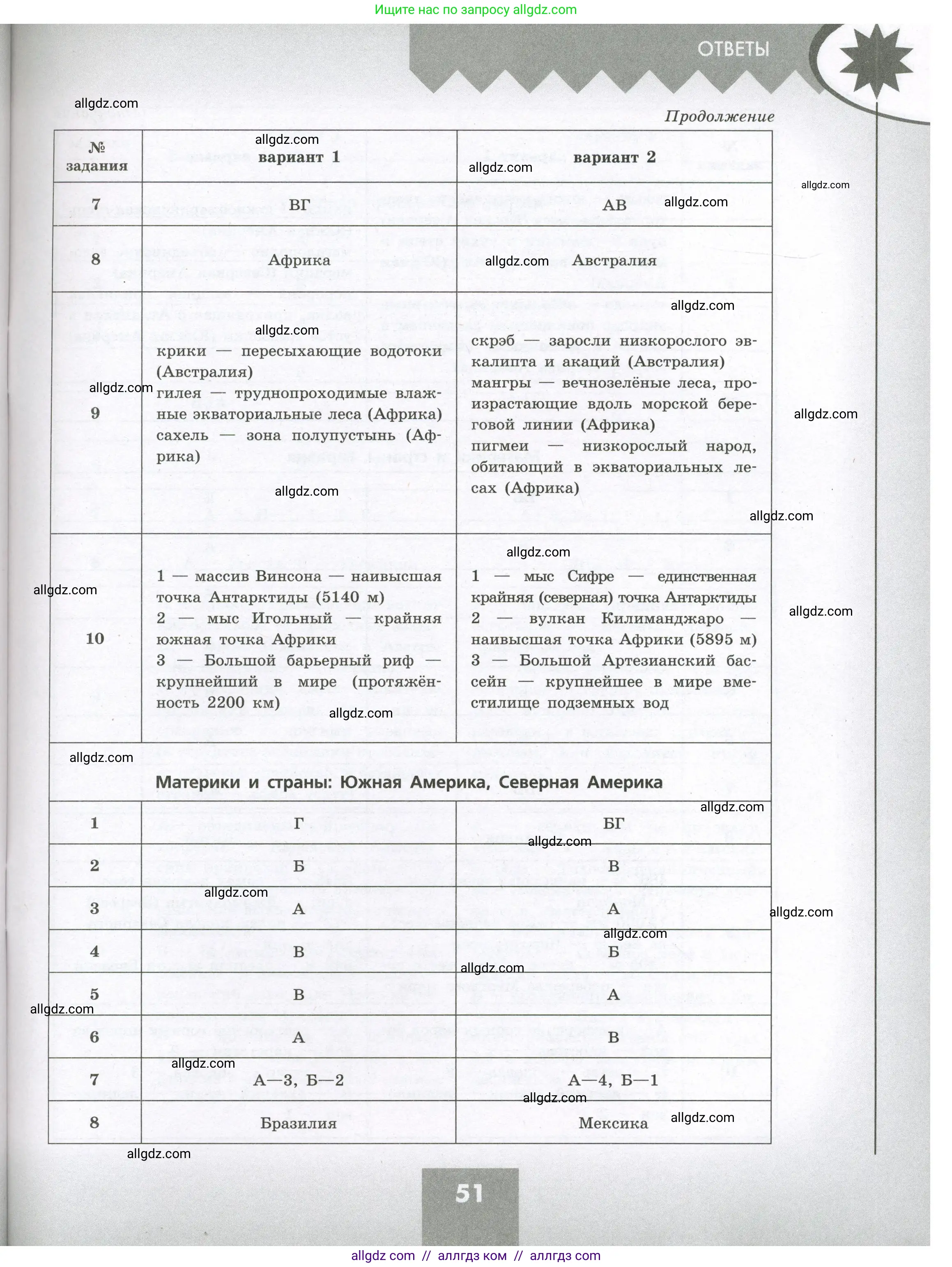 География, 7 класс Проверочные работы, авторы: Бондарева Мария Владимировна, Шидловский Игорь Михайлович, издательство Просвещение, Москва, 2023, жёлтого цвета, страница 51
