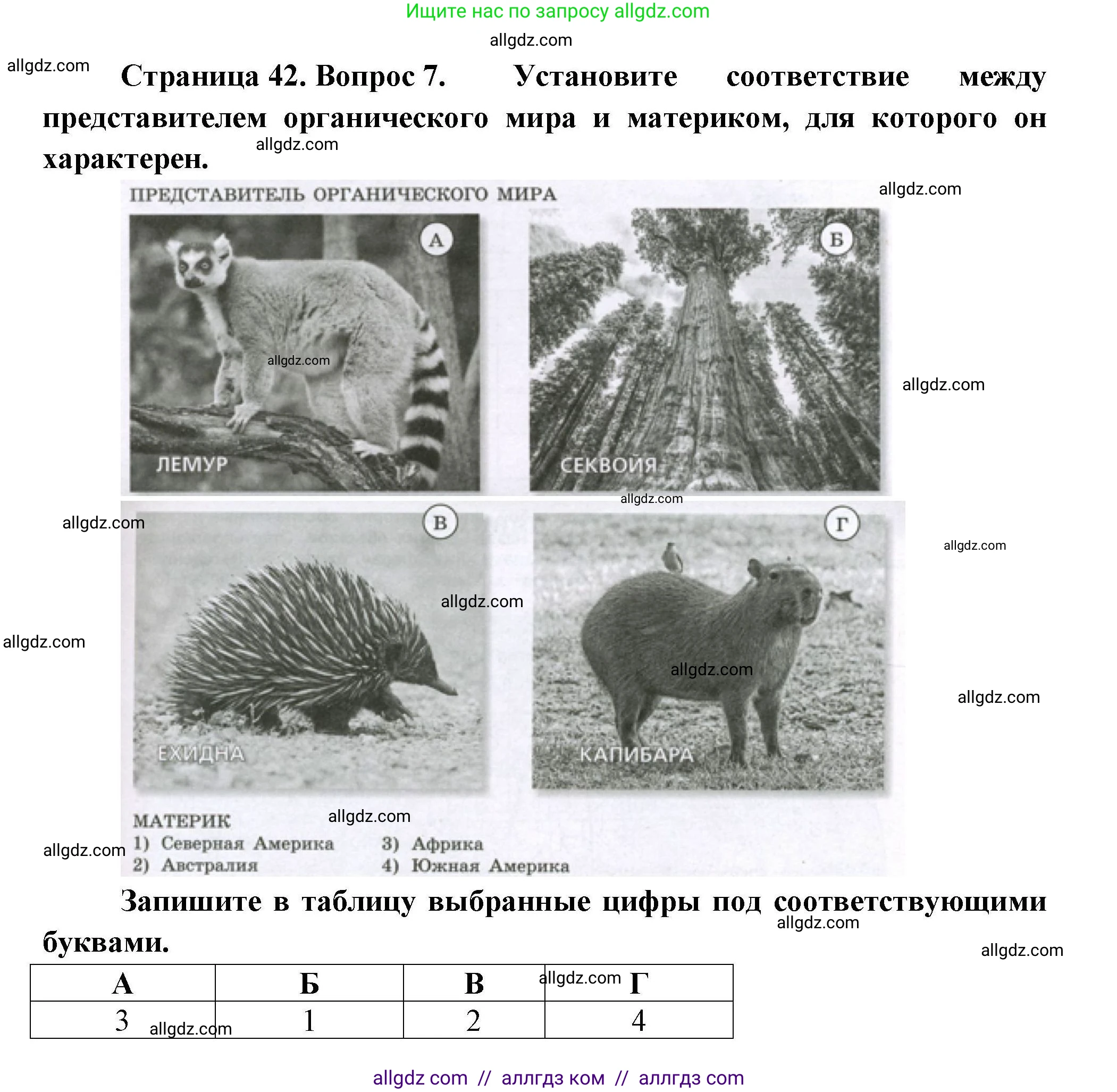 География, 7 класс Проверочные работы, авторы: Бондарева Мария Владимировна, Шидловский Игорь Михайлович, издательство Просвещение, Москва, 2023, жёлтого цвета, страница 42, номер 7, Решение