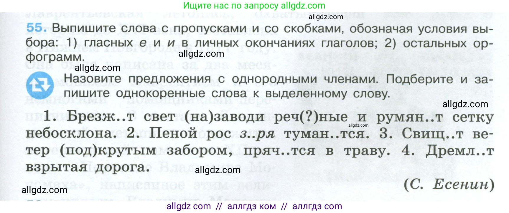 Русский язык, 7 класс Учебник, авторы: Баранов Михаил Трофимович, Ладыженская Таиса Алексеевна, Тростенцова Лидия Александровна, Ладыженская Наталия Вениаминовна, Александрова Ольга Макаровна, Дейкина Алевтина Дмитриевна, Антонова Любовь Геннадиевна, Григорян Лариса Трофимовна, Кулибаба Иван Иванович, издательство Просвещение, Москва, 2023, зелёного цвета, Часть 1, страница 29, номер 55, Условие 2024-2027