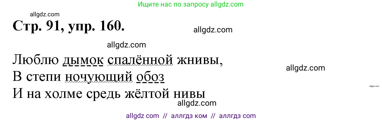 Русский язык, 7 класс Учебник, авторы: Баранов Михаил Трофимович, Ладыженская Таиса Алексеевна, Тростенцова Лидия Александровна, Ладыженская Наталия Вениаминовна, Александрова Ольга Макаровна, Дейкина Алевтина Дмитриевна, Антонова Любовь Геннадиевна, Григорян Лариса Трофимовна, Кулибаба Иван Иванович, издательство Просвещение, Москва, 2023, зелёного цвета, Часть 1, страница 91, номер 160, Решение 1 (2024-2027)