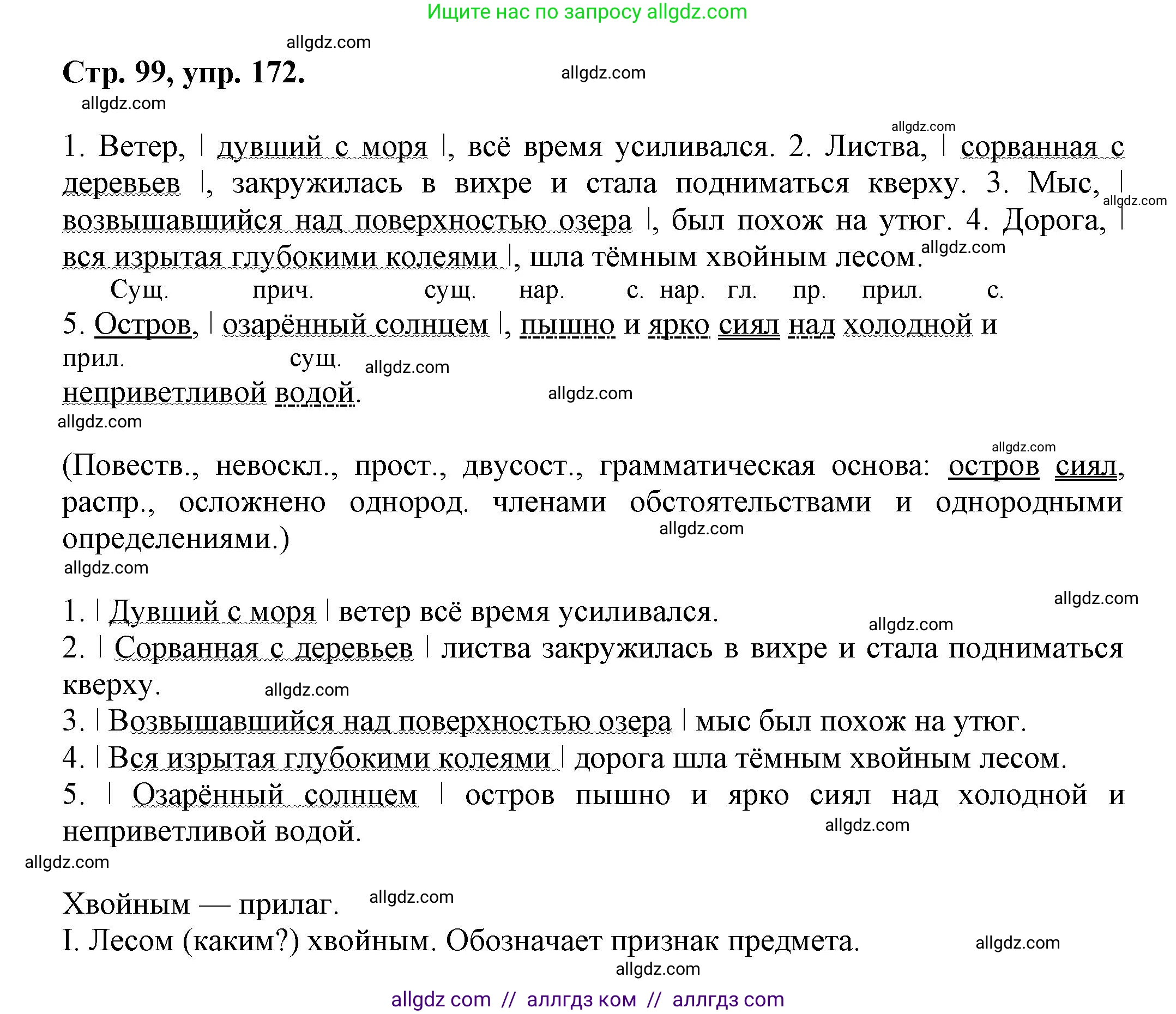 Русский язык, 7 класс Учебник, авторы: Баранов Михаил Трофимович, Ладыженская Таиса Алексеевна, Тростенцова Лидия Александровна, Ладыженская Наталия Вениаминовна, Александрова Ольга Макаровна, Дейкина Алевтина Дмитриевна, Антонова Любовь Геннадиевна, Григорян Лариса Трофимовна, Кулибаба Иван Иванович, издательство Просвещение, Москва, 2023, зелёного цвета, Часть 1, страница 99, номер 172, Решение 1 (2024-2027)