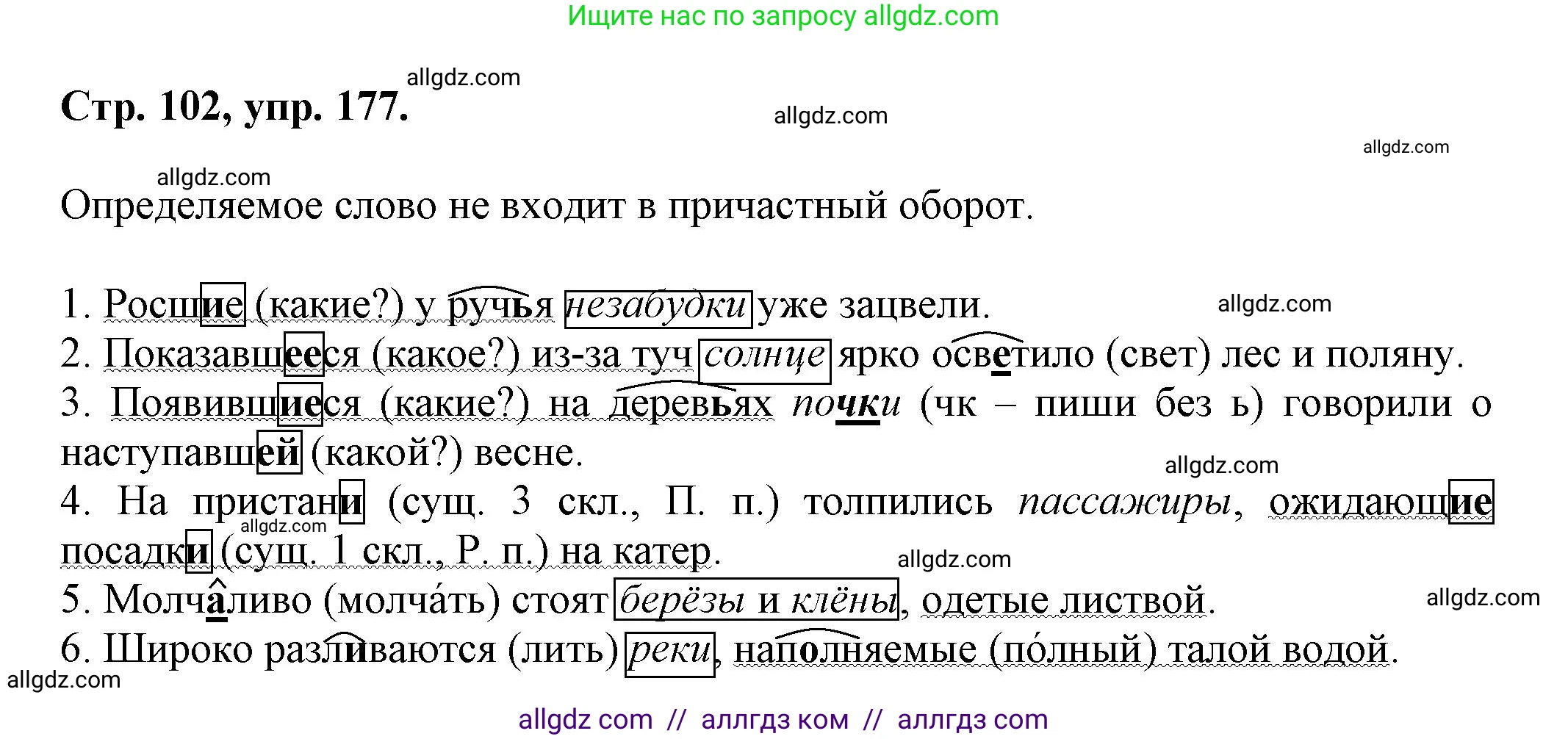 Русский язык, 7 класс Учебник, авторы: Баранов Михаил Трофимович, Ладыженская Таиса Алексеевна, Тростенцова Лидия Александровна, Ладыженская Наталия Вениаминовна, Александрова Ольга Макаровна, Дейкина Алевтина Дмитриевна, Антонова Любовь Геннадиевна, Григорян Лариса Трофимовна, Кулибаба Иван Иванович, издательство Просвещение, Москва, 2023, зелёного цвета, Часть 1, страница 102, номер 177, Решение 1 (2024-2027)