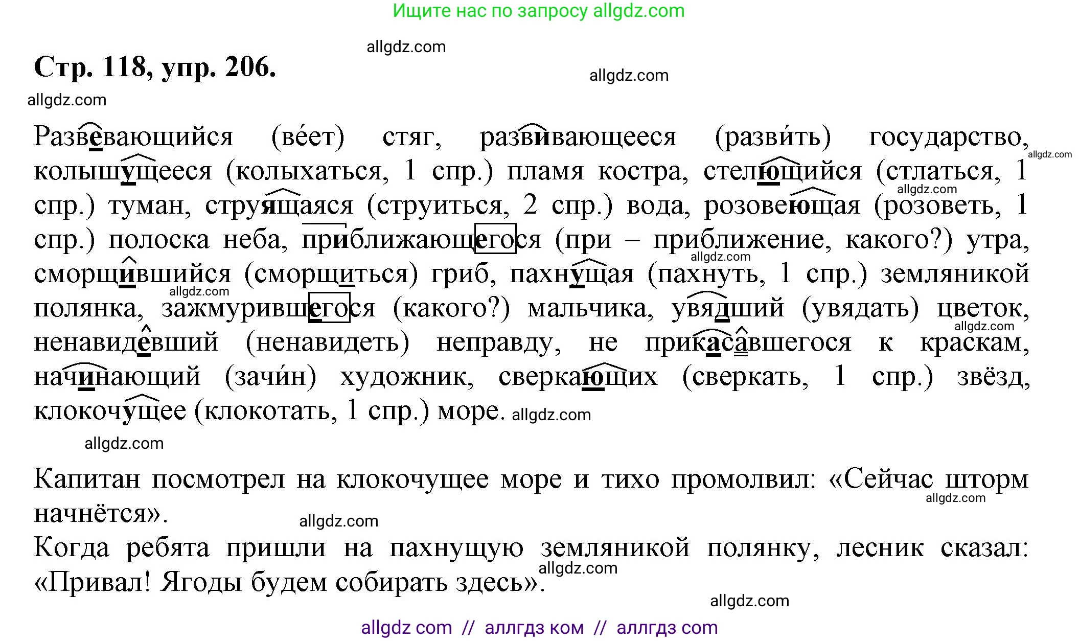 Русский язык, 7 класс Учебник, авторы: Баранов Михаил Трофимович, Ладыженская Таиса Алексеевна, Тростенцова Лидия Александровна, Ладыженская Наталия Вениаминовна, Александрова Ольга Макаровна, Дейкина Алевтина Дмитриевна, Антонова Любовь Геннадиевна, Григорян Лариса Трофимовна, Кулибаба Иван Иванович, издательство Просвещение, Москва, 2023, зелёного цвета, Часть 1, страница 118, номер 206, Решение 1 (2024-2027)
