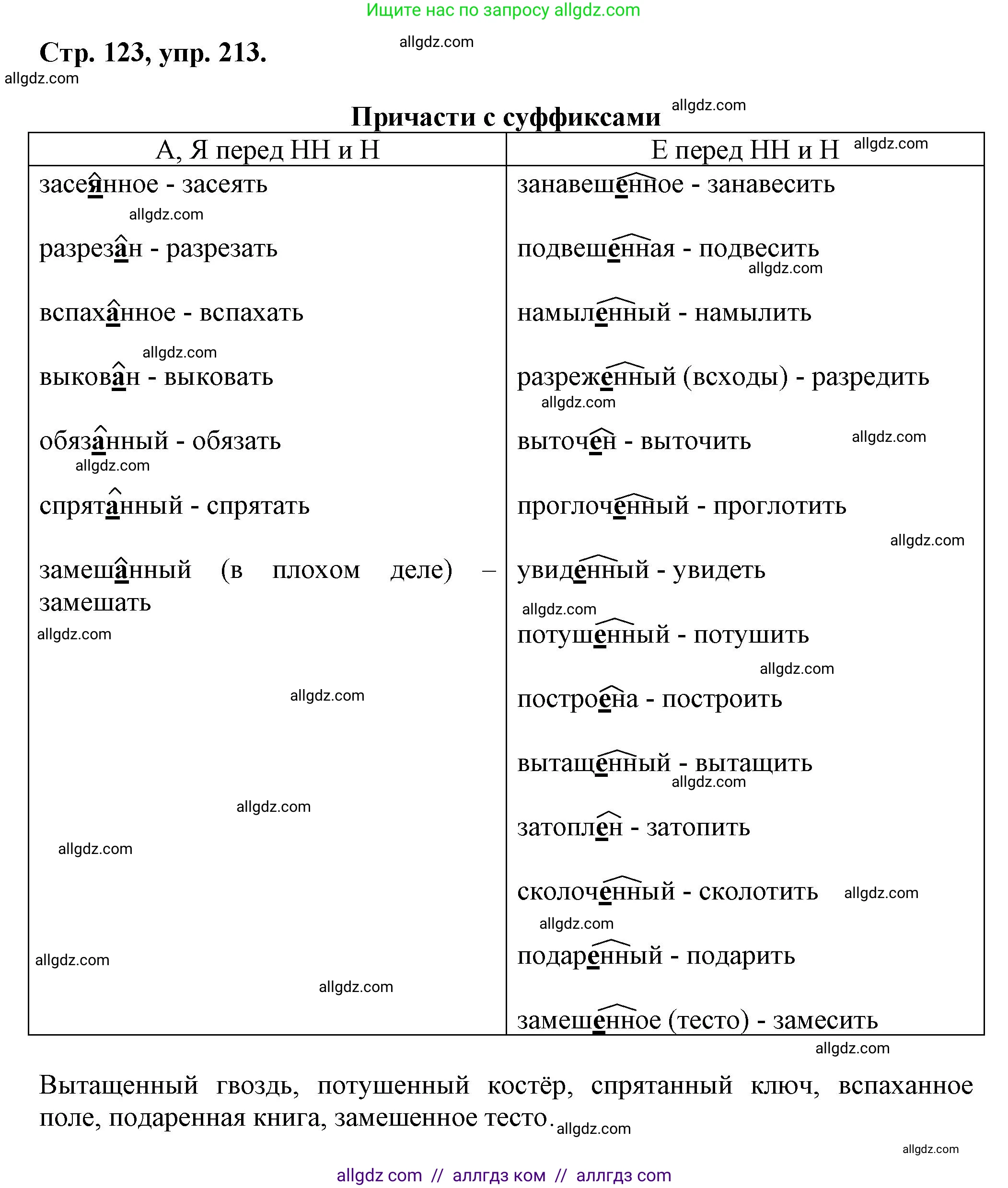 Русский язык, 7 класс Учебник, авторы: Баранов Михаил Трофимович, Ладыженская Таиса Алексеевна, Тростенцова Лидия Александровна, Ладыженская Наталия Вениаминовна, Александрова Ольга Макаровна, Дейкина Алевтина Дмитриевна, Антонова Любовь Геннадиевна, Григорян Лариса Трофимовна, Кулибаба Иван Иванович, издательство Просвещение, Москва, 2023, зелёного цвета, Часть 1, страница 123, номер 213, Решение 1 (2024-2027)