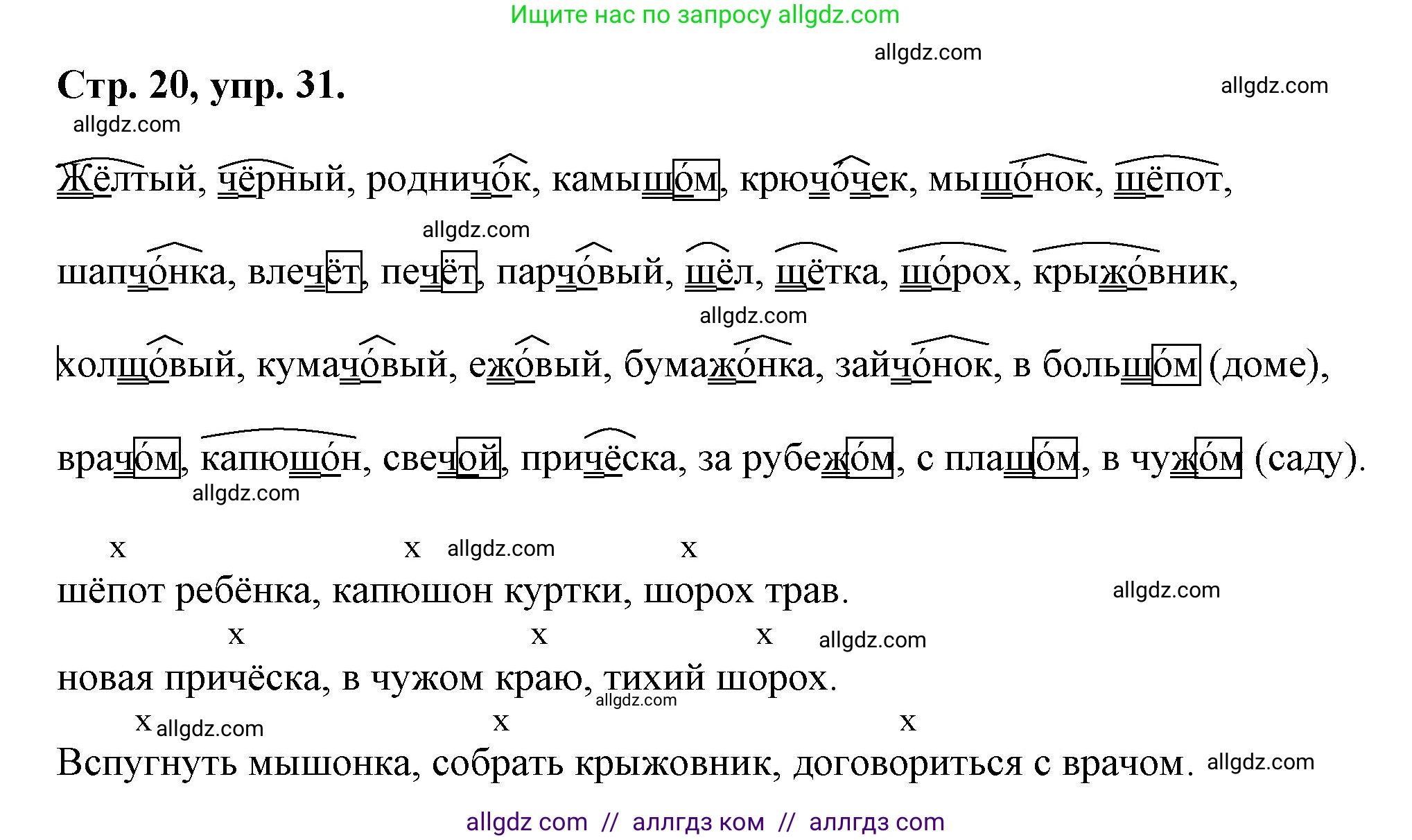 Русский язык, 7 класс Учебник, авторы: Баранов Михаил Трофимович, Ладыженская Таиса Алексеевна, Тростенцова Лидия Александровна, Ладыженская Наталия Вениаминовна, Александрова Ольга Макаровна, Дейкина Алевтина Дмитриевна, Антонова Любовь Геннадиевна, Григорян Лариса Трофимовна, Кулибаба Иван Иванович, издательство Просвещение, Москва, 2023, зелёного цвета, Часть 1, страница 20, номер 31, Решение 1 (2024-2027)