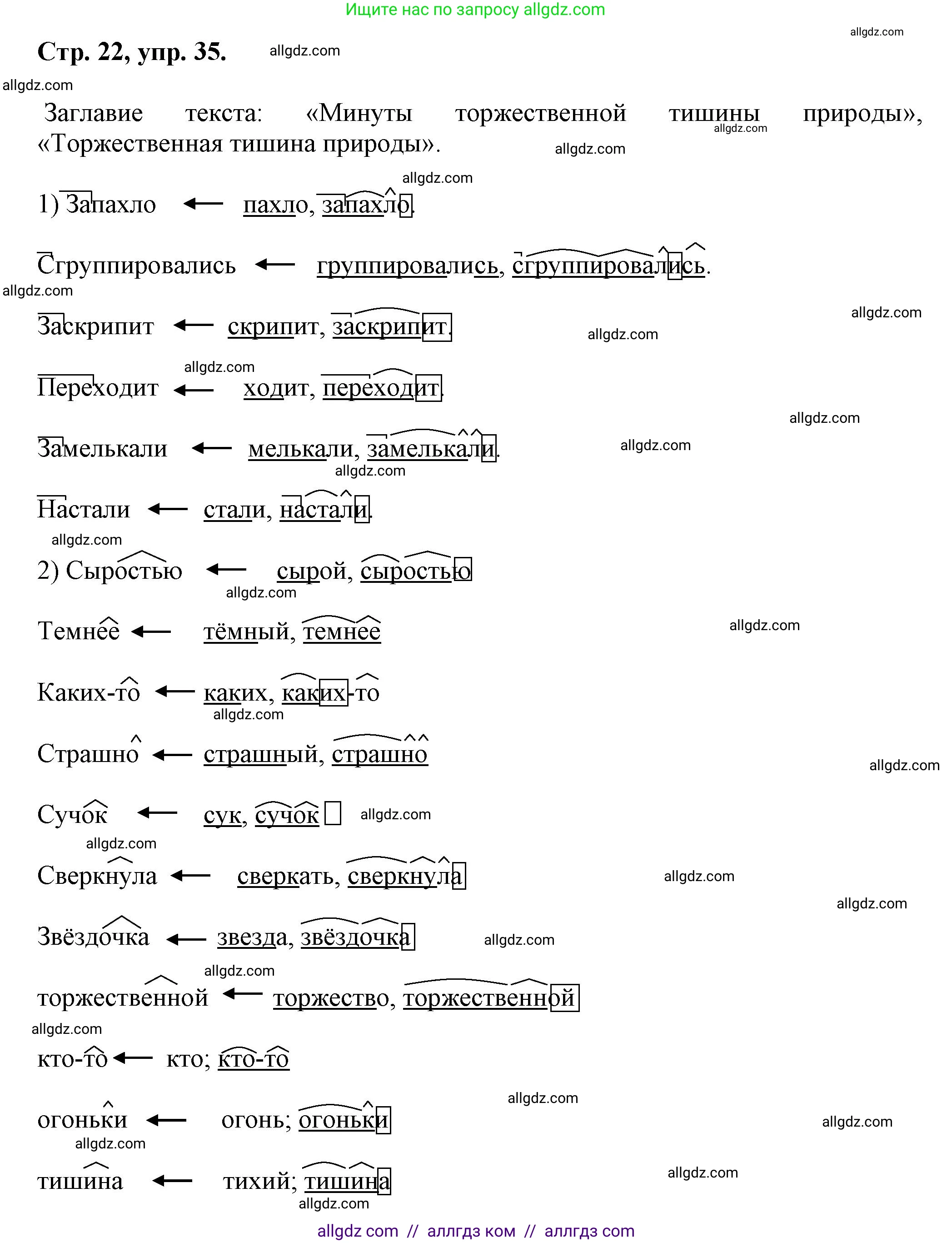 Русский язык, 7 класс Учебник, авторы: Баранов Михаил Трофимович, Ладыженская Таиса Алексеевна, Тростенцова Лидия Александровна, Ладыженская Наталия Вениаминовна, Александрова Ольга Макаровна, Дейкина Алевтина Дмитриевна, Антонова Любовь Геннадиевна, Григорян Лариса Трофимовна, Кулибаба Иван Иванович, издательство Просвещение, Москва, 2023, зелёного цвета, Часть 1, страница 22, номер 35, Решение 1 (2024-2027)