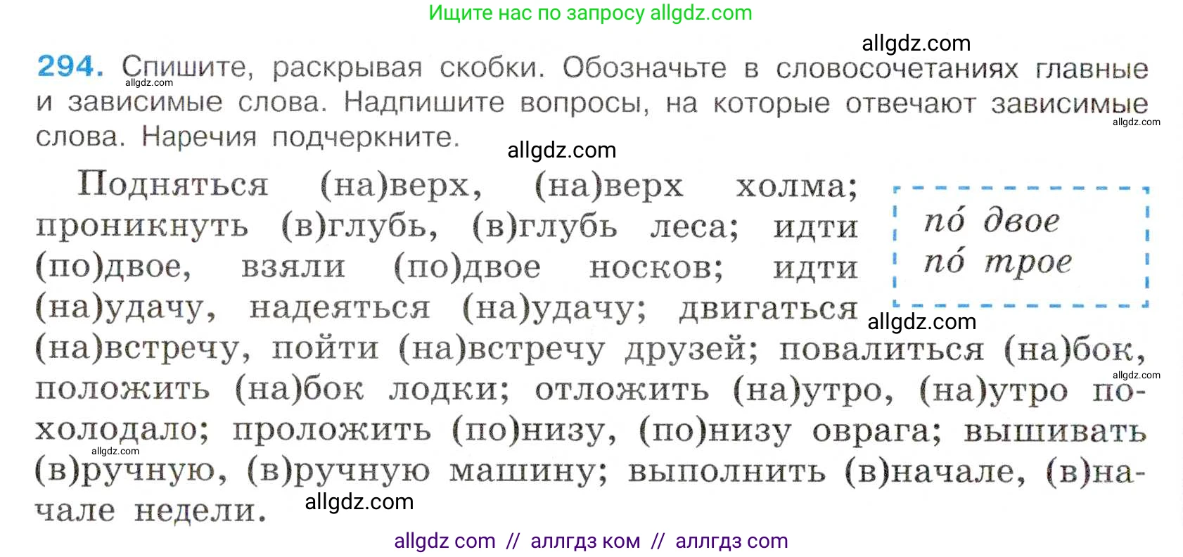 Русский язык, 7 класс Учебник, авторы: Баранов Михаил Трофимович, Ладыженская Таиса Алексеевна, Тростенцова Лидия Александровна, Ладыженская Наталия Вениаминовна, Александрова Ольга Макаровна, Дейкина Алевтина Дмитриевна, Антонова Любовь Геннадиевна, Григорян Лариса Трофимовна, Кулибаба Иван Иванович, издательство Просвещение, Москва, 2023, зелёного цвета, Часть 1, страница 171, номер 294, Условие 2019-2022