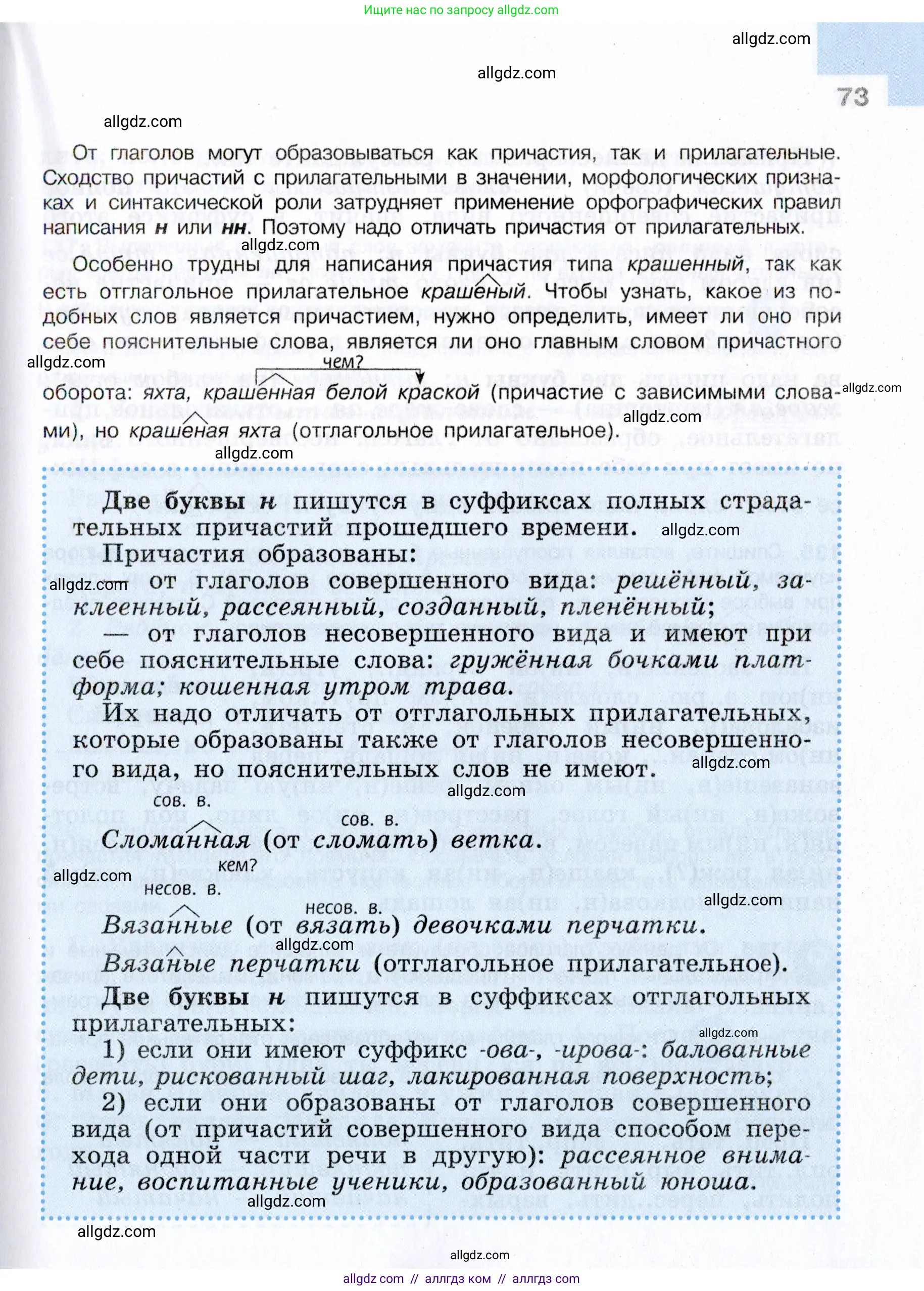 Русский язык, 7 класс Учебник, авторы: Баранов Михаил Трофимович, Ладыженская Таиса Алексеевна, Тростенцова Лидия Александровна, Ладыженская Наталия Вениаминовна, Александрова Ольга Макаровна, Дейкина Алевтина Дмитриевна, Антонова Любовь Геннадиевна, Григорян Лариса Трофимовна, Кулибаба Иван Иванович, издательство Просвещение, Москва, 2023, зелёного цвета, Часть 1, страница 73