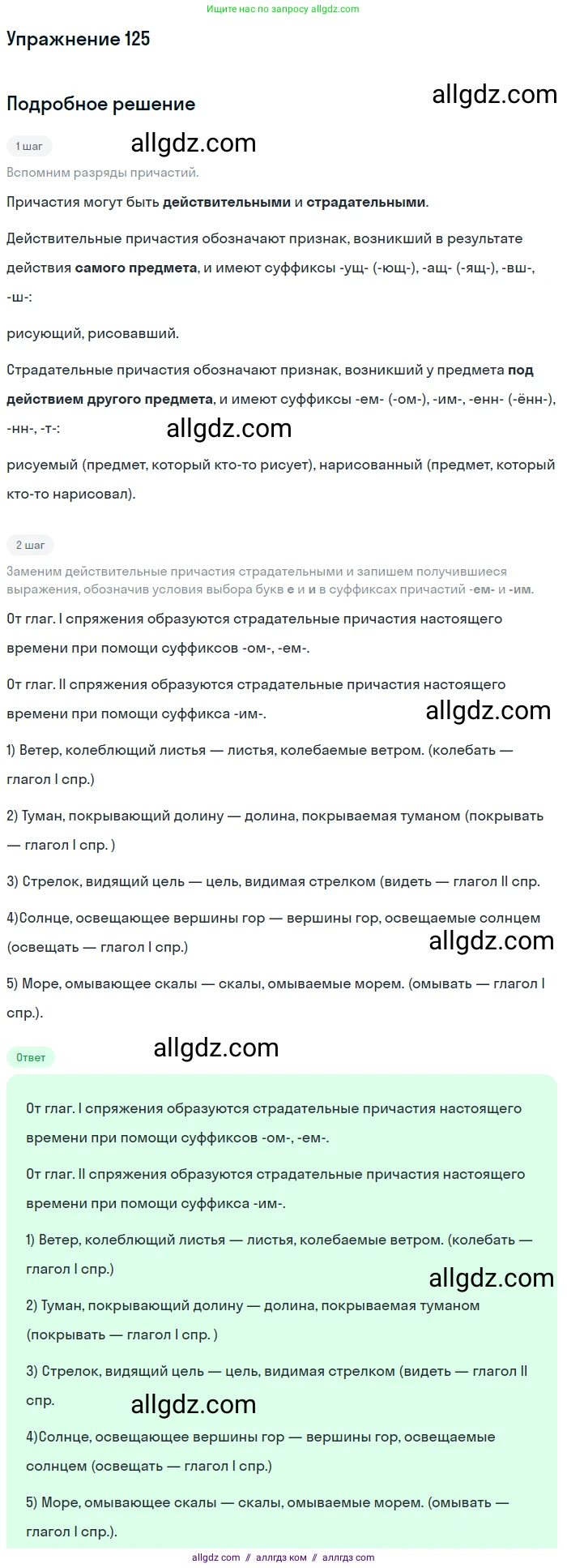 Русский язык, 7 класс Учебник, авторы: Баранов Михаил Трофимович, Ладыженская Таиса Алексеевна, Тростенцова Лидия Александровна, Ладыженская Наталия Вениаминовна, Александрова Ольга Макаровна, Дейкина Алевтина Дмитриевна, Антонова Любовь Геннадиевна, Григорян Лариса Трофимовна, Кулибаба Иван Иванович, издательство Просвещение, Москва, 2023, зелёного цвета, Часть 1, страница 77, номер 125, Решение 2019-2022