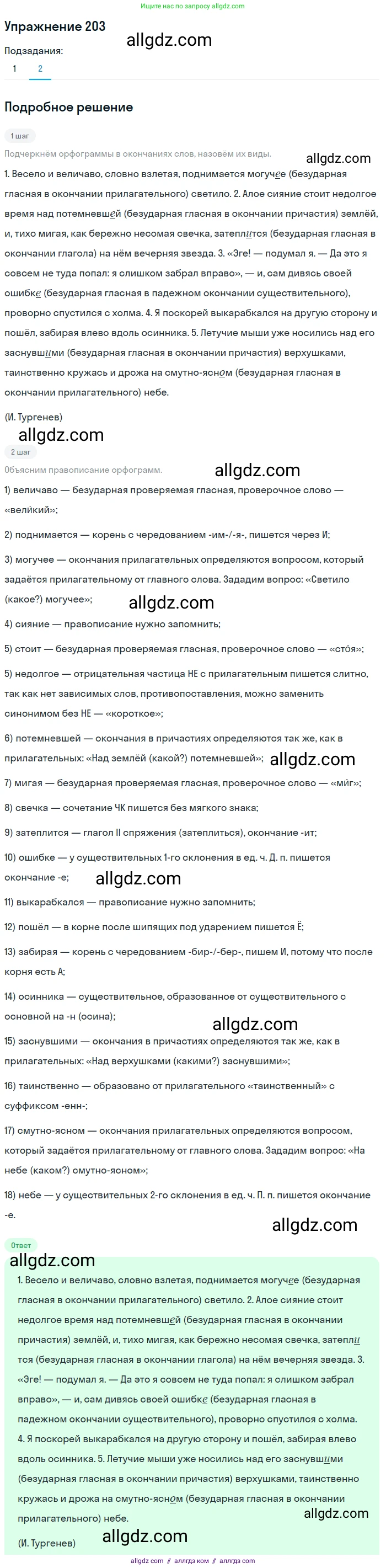 Русский язык, 7 класс Учебник, авторы: Баранов Михаил Трофимович, Ладыженская Таиса Алексеевна, Тростенцова Лидия Александровна, Ладыженская Наталия Вениаминовна, Александрова Ольга Макаровна, Дейкина Алевтина Дмитриевна, Антонова Любовь Геннадиевна, Григорян Лариса Трофимовна, Кулибаба Иван Иванович, издательство Просвещение, Москва, 2023, зелёного цвета, Часть 1, страница 117, номер 203, Решение 2019-2022 (продолжение 2)