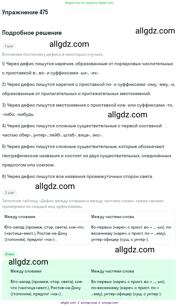 Русский язык, 7 класс Учебник, авторы: Баранов Михаил Трофимович, Ладыженская Таиса Алексеевна, Тростенцова Лидия Александровна, Ладыженская Наталия Вениаминовна, Александрова Ольга Макаровна, Дейкина Алевтина Дмитриевна, Антонова Любовь Геннадиевна, Григорян Лариса Трофимовна, Кулибаба Иван Иванович, издательство Просвещение, Москва, 2023, зелёного цвета, Часть 2, страница 61, номер 475, Решение 2019-2022