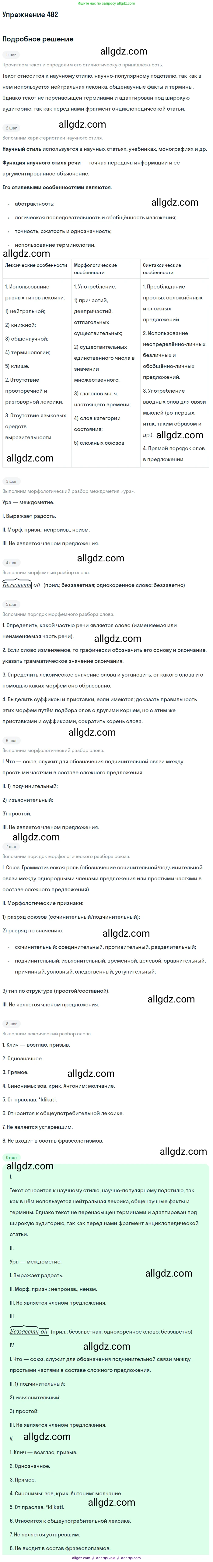 Русский язык, 7 класс Учебник, авторы: Баранов Михаил Трофимович, Ладыженская Таиса Алексеевна, Тростенцова Лидия Александровна, Ладыженская Наталия Вениаминовна, Александрова Ольга Макаровна, Дейкина Алевтина Дмитриевна, Антонова Любовь Геннадиевна, Григорян Лариса Трофимовна, Кулибаба Иван Иванович, издательство Просвещение, Москва, 2023, зелёного цвета, Часть 2, страница 66, номер 482, Решение 2019-2022