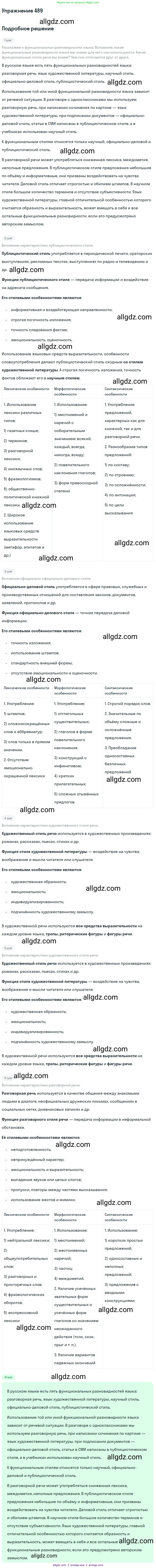 Русский язык, 7 класс Учебник, авторы: Баранов Михаил Трофимович, Ладыженская Таиса Алексеевна, Тростенцова Лидия Александровна, Ладыженская Наталия Вениаминовна, Александрова Ольга Макаровна, Дейкина Алевтина Дмитриевна, Антонова Любовь Геннадиевна, Григорян Лариса Трофимовна, Кулибаба Иван Иванович, издательство Просвещение, Москва, 2023, зелёного цвета, Часть 2, страница 69, номер 489, Решение 2019-2022