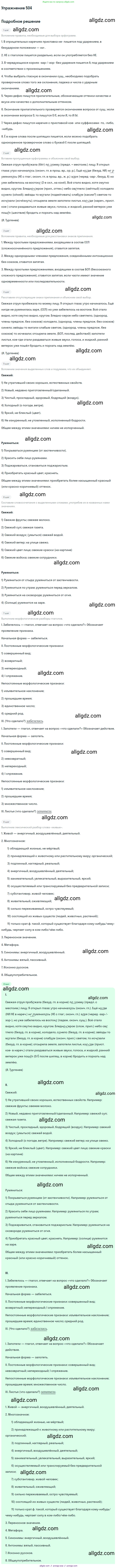 Русский язык, 7 класс Учебник, авторы: Баранов Михаил Трофимович, Ладыженская Таиса Алексеевна, Тростенцова Лидия Александровна, Ладыженская Наталия Вениаминовна, Александрова Ольга Макаровна, Дейкина Алевтина Дмитриевна, Антонова Любовь Геннадиевна, Григорян Лариса Трофимовна, Кулибаба Иван Иванович, издательство Просвещение, Москва, 2023, зелёного цвета, Часть 2, страница 79, номер 504, Решение 2019-2022