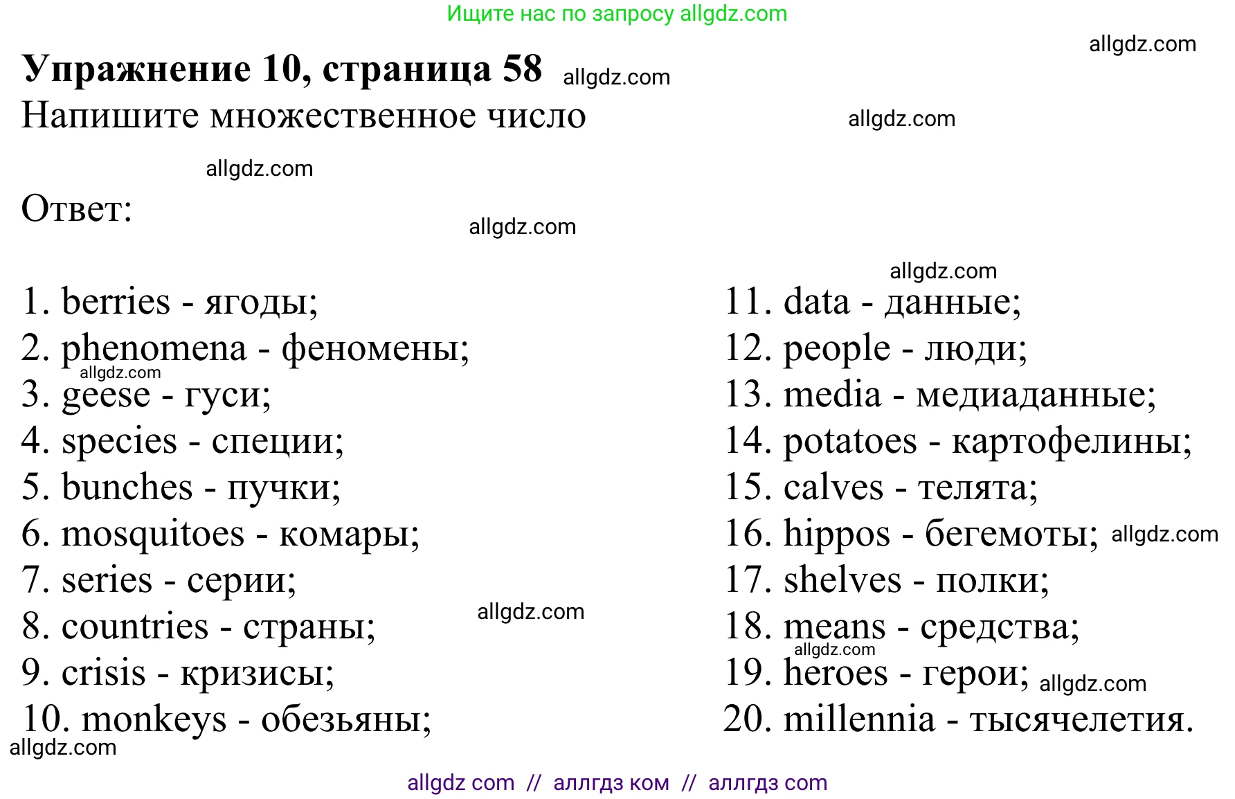 Английский язык (english), 8 класс Грамматический тренажёр, автор: Тимофеева Светлана Леонидовна, издательство Просвещение, Москва, 2024, бирюзового цвета, страница 58, номер 10, Решение 1 (2024-2027)