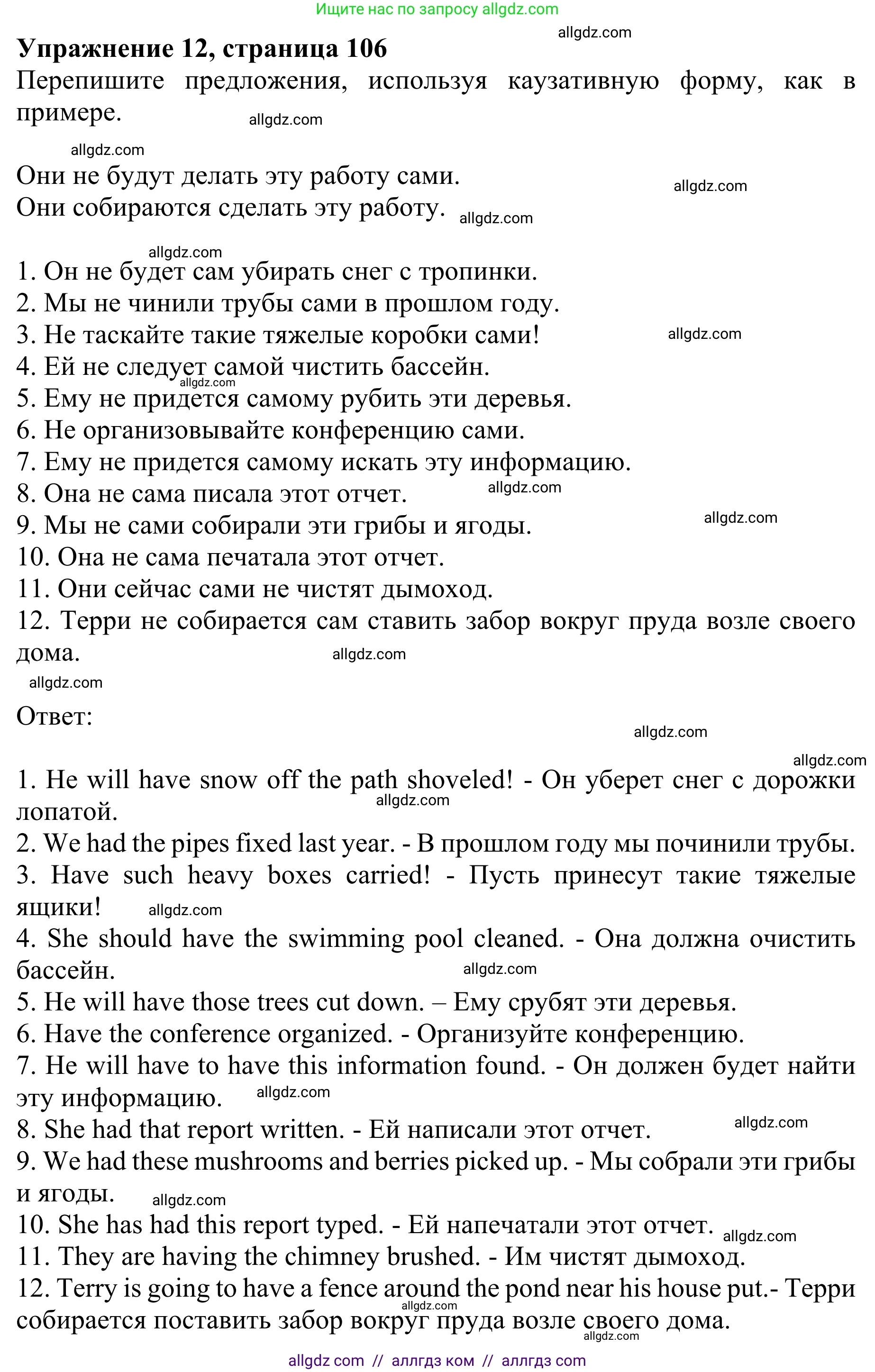 Английский язык (english), 8 класс Грамматический тренажёр, автор: Тимофеева Светлана Леонидовна, издательство Просвещение, Москва, 2024, бирюзового цвета, страница 106, номер 12, Решение 1 (2024-2027)