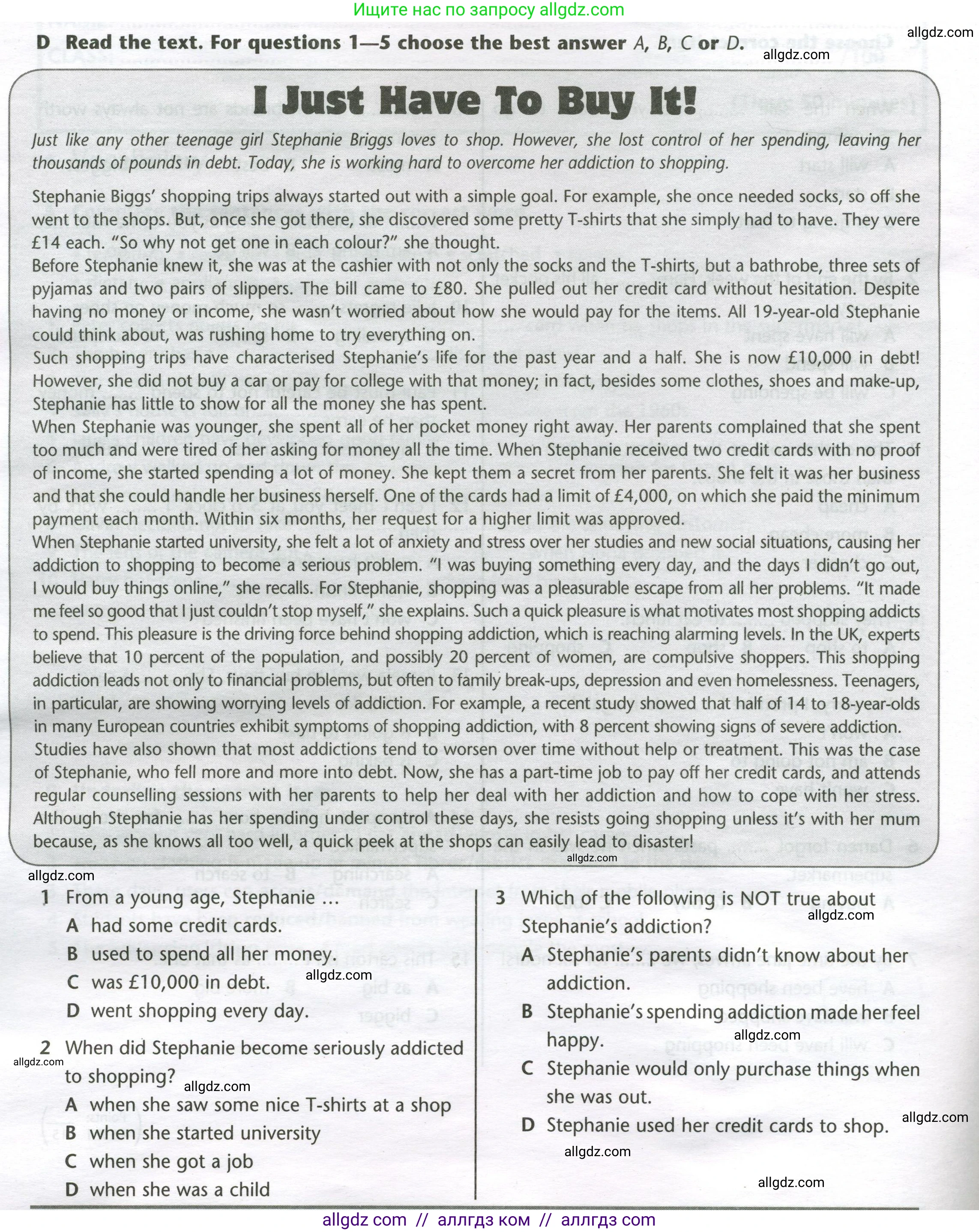 Английский язык (english), 8 класс контрольные задания (test booklet), авторы: Баранова Ксения Михайловна (Baranova Ksenia), Дули Дженни (Dooley Jenny), Мильруд Радислав Петрович (Millrood Radislav), Эванс Вирджиния (Evans Virginia), издательство Просвещение, Москва, 2024, серого цвета, страница 9, номер D, Условие