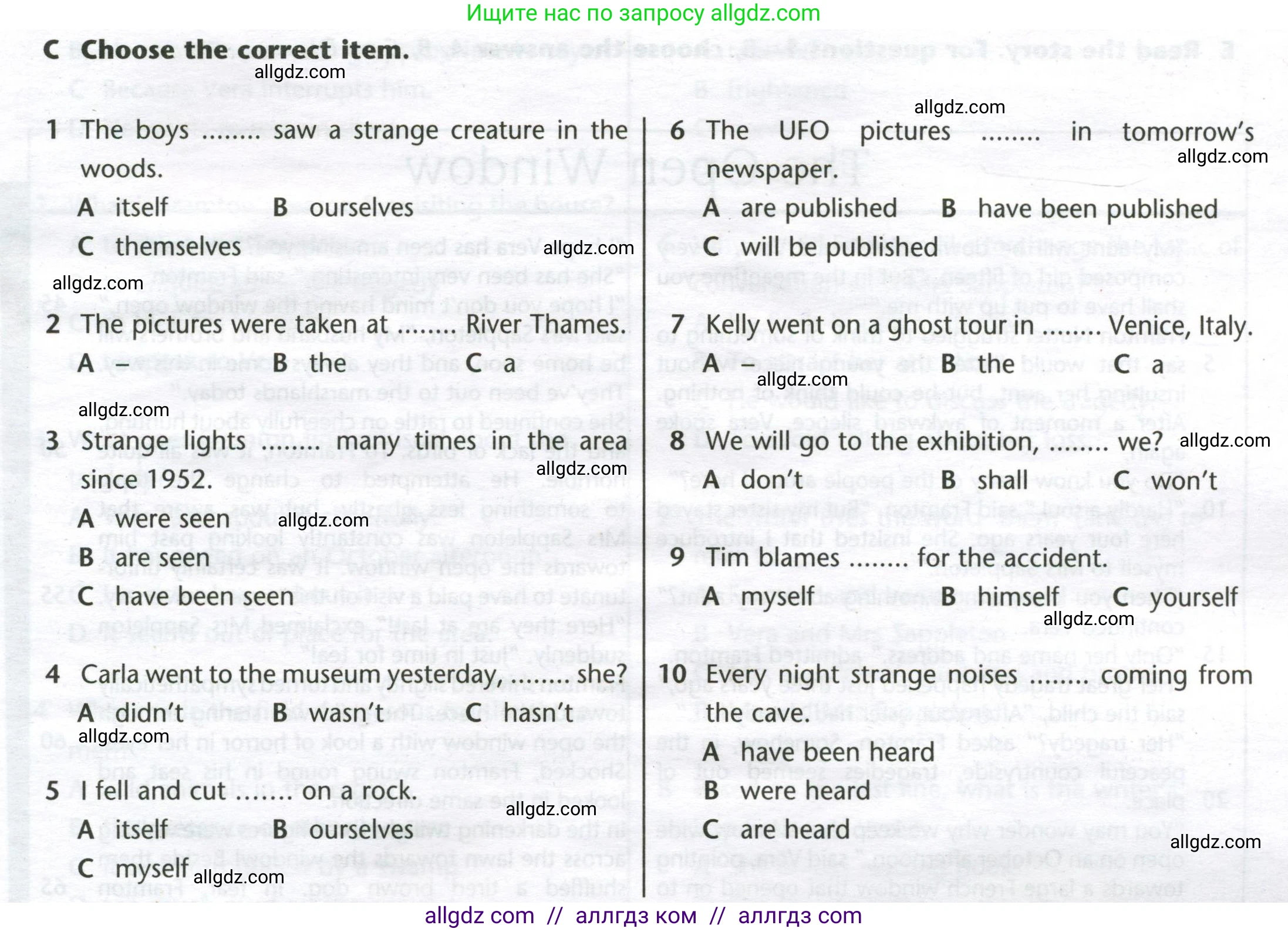 Английский язык (english), 8 класс контрольные задания (test booklet), авторы: Баранова Ксения Михайловна (Baranova Ksenia), Дули Дженни (Dooley Jenny), Мильруд Радислав Петрович (Millrood Radislav), Эванс Вирджиния (Evans Virginia), издательство Просвещение, Москва, 2024, серого цвета, страница 19, номер C, Условие
