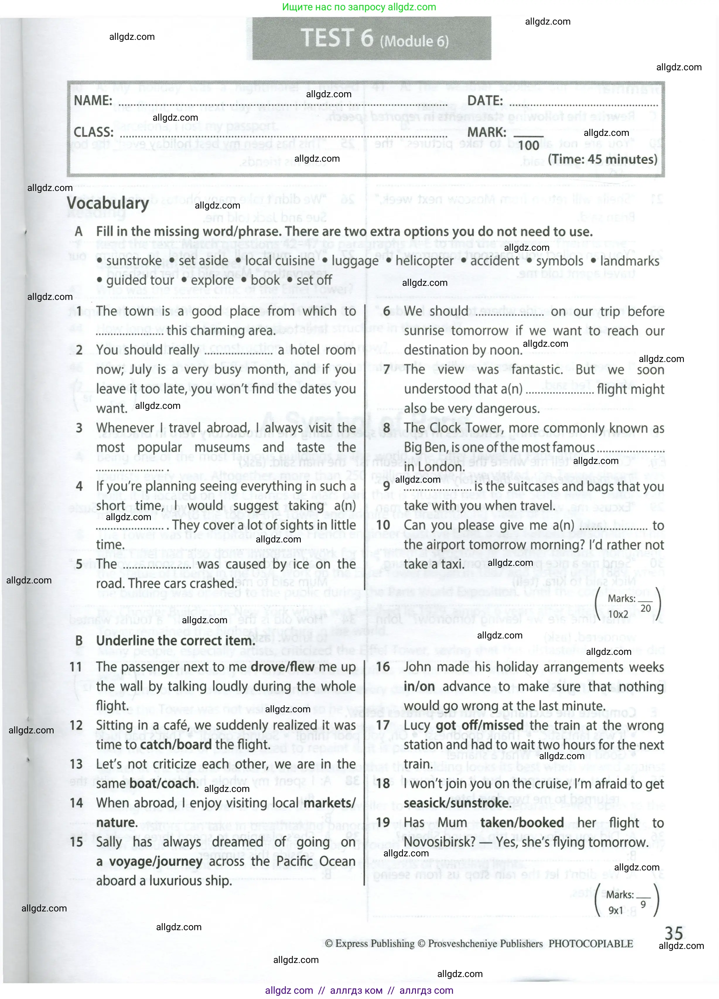 Английский язык (english), 8 класс контрольные задания (test booklet), авторы: Ваулина Юлия Евгеньевна (Vaulina Julia), Дули Дженни (Dooley Jenny), Подоляко Ольга Евгеньевна (Podolyako Olga), Эванс Вирджиния (Evans Virginia), издательство Просвещение, Москва, 2024, бирюзового цвета, страница 35