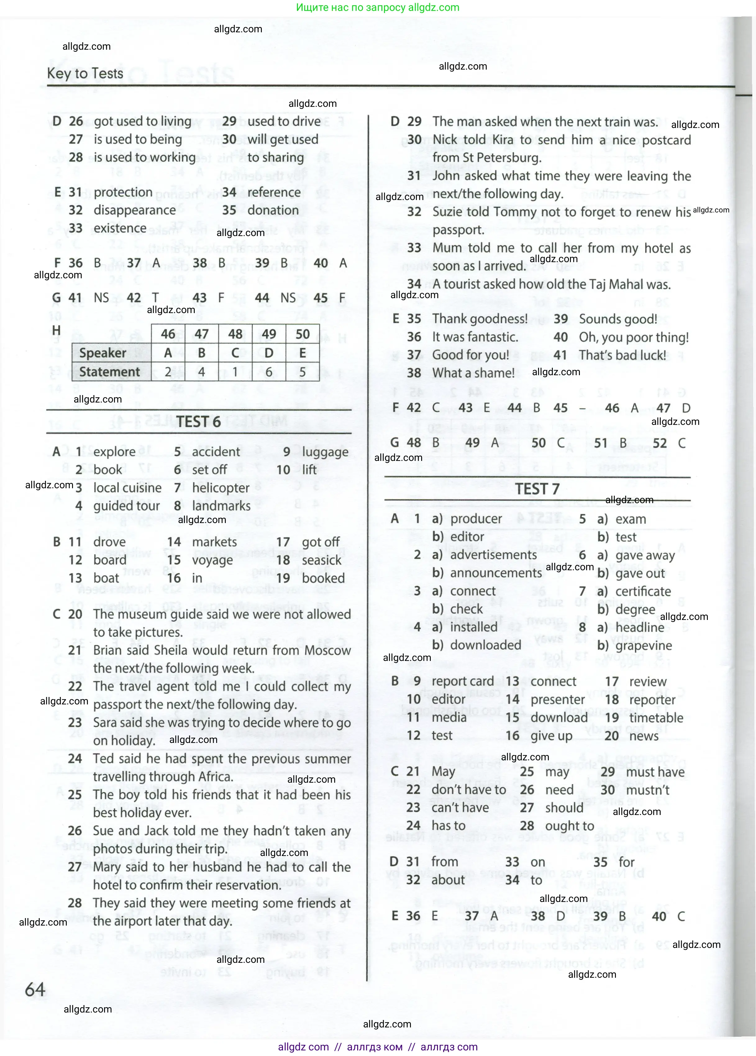Английский язык (english), 8 класс контрольные задания (test booklet), авторы: Ваулина Юлия Евгеньевна (Vaulina Julia), Дули Дженни (Dooley Jenny), Подоляко Ольга Евгеньевна (Podolyako Olga), Эванс Вирджиния (Evans Virginia), издательство Просвещение, Москва, 2024, бирюзового цвета, страница 64