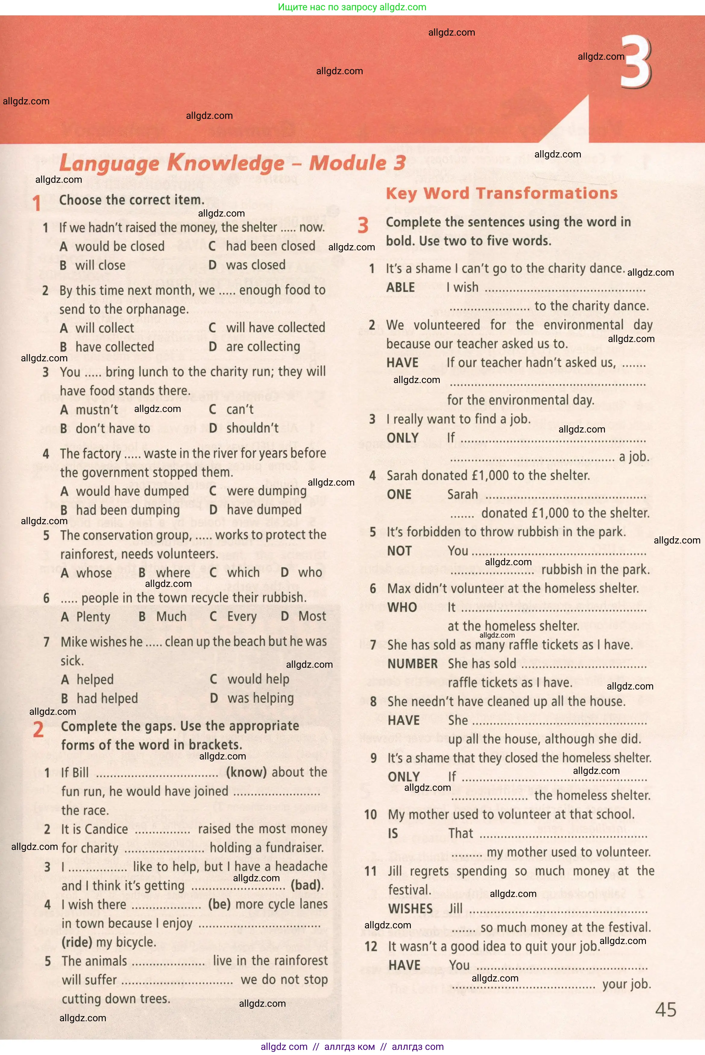 Английский язык (english), 8 класс Рабочая тетрадь (workbook), авторы: Баранова Ксения Михайловна (Baranova Ksenia), Дули Дженни (Dooley Jenny), Копылова Виктория Викторовна (Kopylova Victoria), Мильруд Радислав Петрович (Millrood Radislav), Эванс Вирджиния (Evans Virginia), издательство Просвещение, Москва, 2023, белого цвета, страница 45