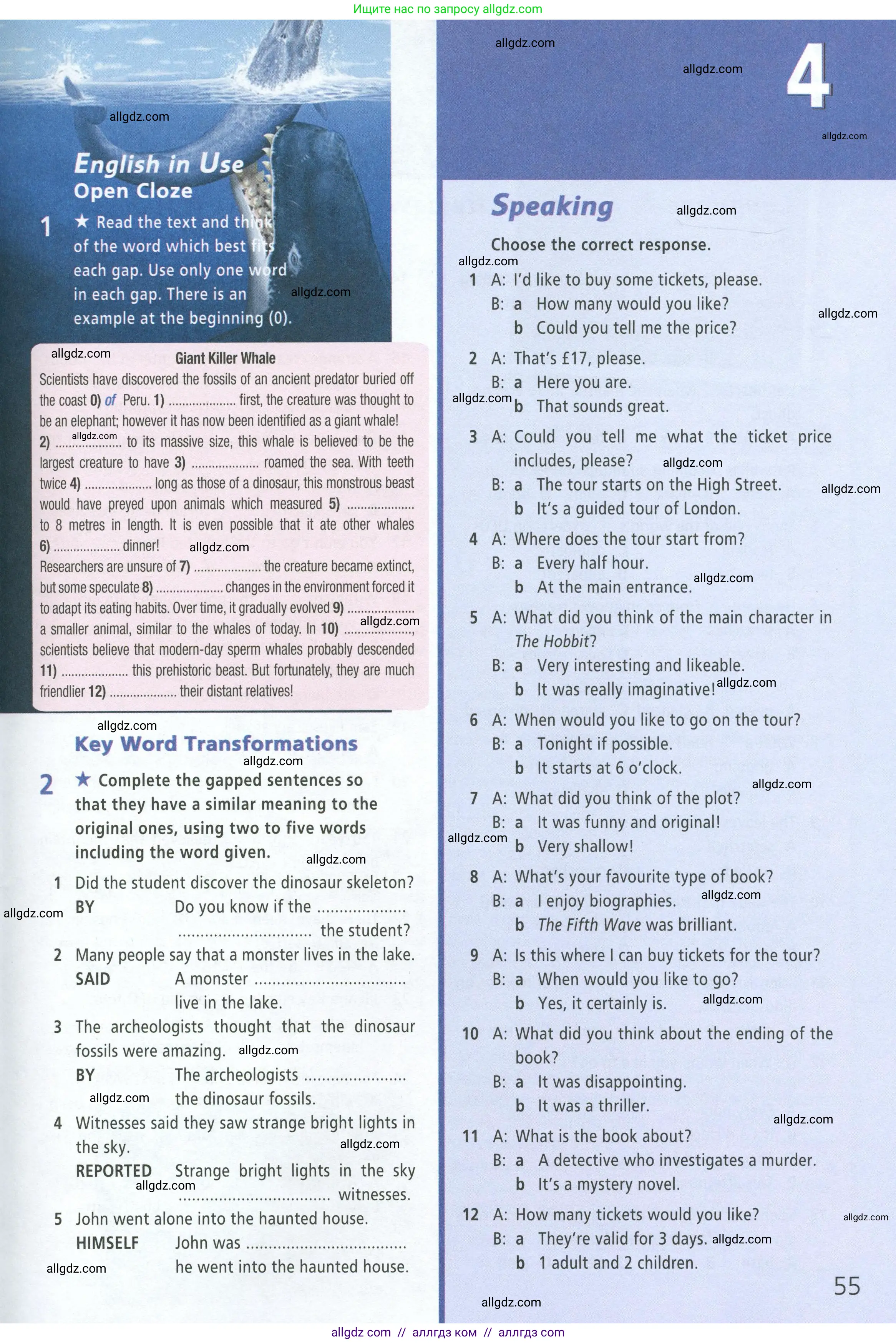 Английский язык (english), 8 класс Рабочая тетрадь (workbook), авторы: Баранова Ксения Михайловна (Baranova Ksenia), Дули Дженни (Dooley Jenny), Копылова Виктория Викторовна (Kopylova Victoria), Мильруд Радислав Петрович (Millrood Radislav), Эванс Вирджиния (Evans Virginia), издательство Просвещение, Москва, 2023, белого цвета, страница 55