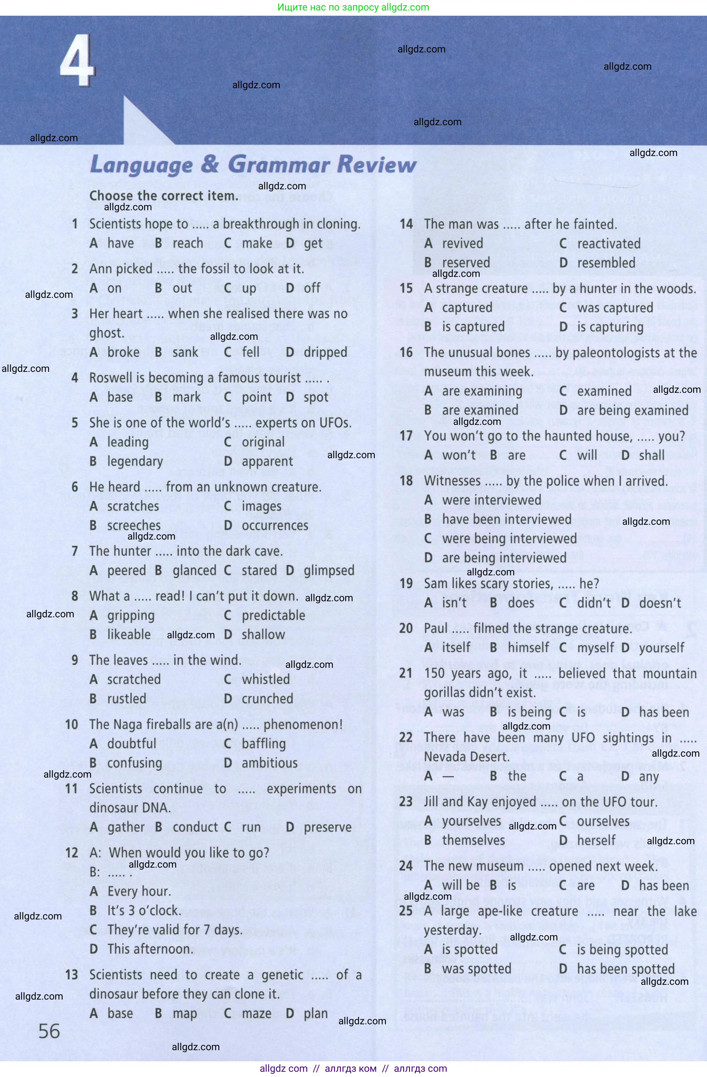 Английский язык (english), 8 класс Рабочая тетрадь (workbook), авторы: Баранова Ксения Михайловна (Baranova Ksenia), Дули Дженни (Dooley Jenny), Копылова Виктория Викторовна (Kopylova Victoria), Мильруд Радислав Петрович (Millrood Radislav), Эванс Вирджиния (Evans Virginia), издательство Просвещение, Москва, 2023, белого цвета, страница 56