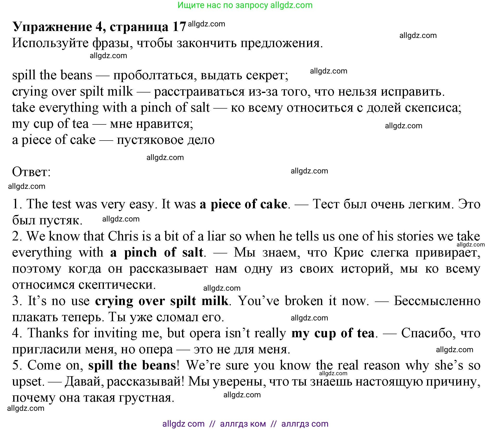 Английский язык (english), 8 класс Рабочая тетрадь (workbook), авторы: Ваулина Юлия Евгеньевна (Vaulina Julia), Дули Дженни (Dooley Jenny), Подоляко Ольга Евгеньевна (Podolyako Olga), Эванс Вирджиния (Evans Virginia), издательство Просвещение, Москва, 2023, бирюзового цвета, страница 17, номер 4, Решение 1 (2024-2027)