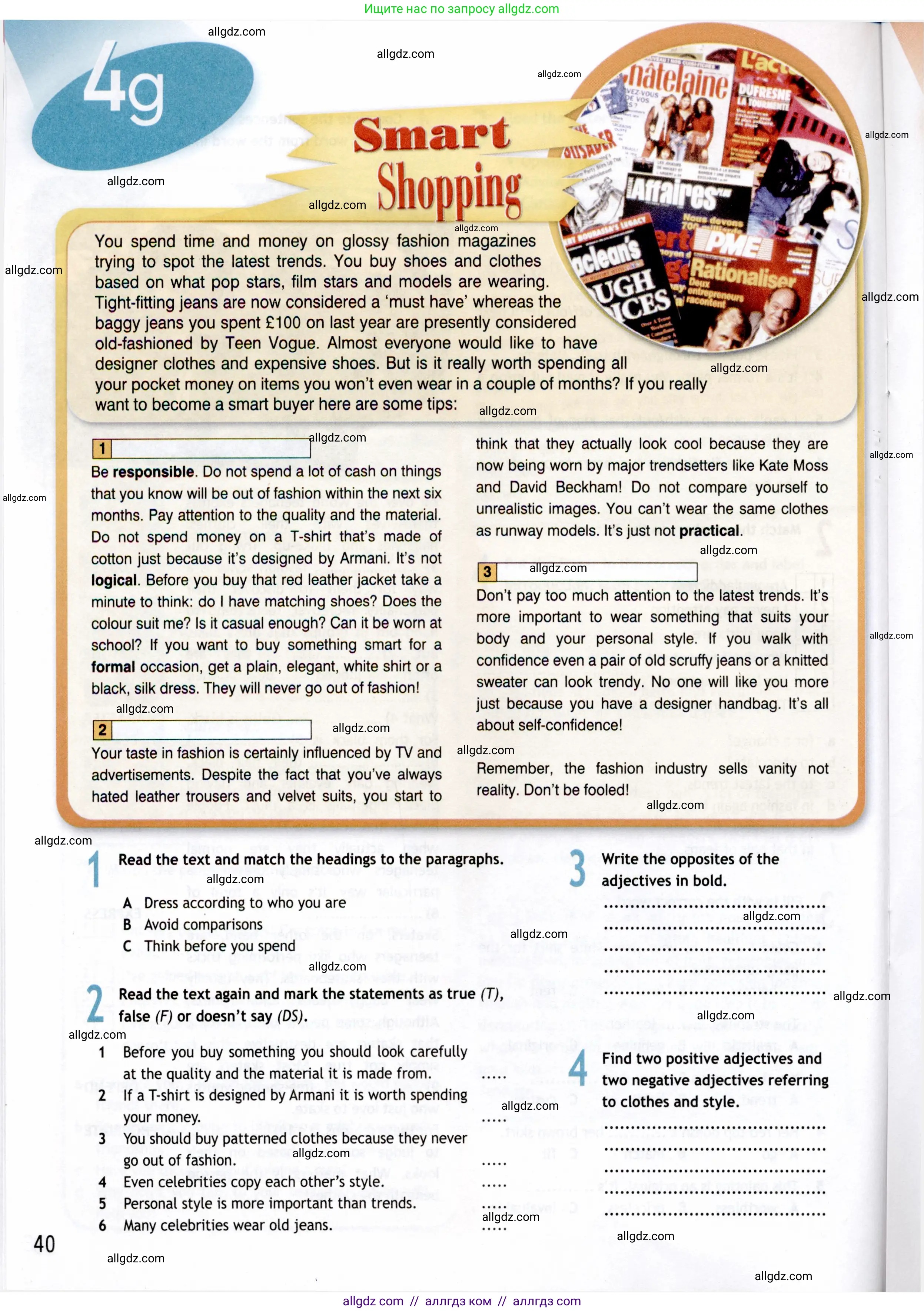 Английский язык (english), 8 класс Рабочая тетрадь (workbook), авторы: Ваулина Юлия Евгеньевна (Vaulina Julia), Дули Дженни (Dooley Jenny), Подоляко Ольга Евгеньевна (Podolyako Olga), Эванс Вирджиния (Evans Virginia), издательство Просвещение, Москва, 2023, бирюзового цвета, страница 40